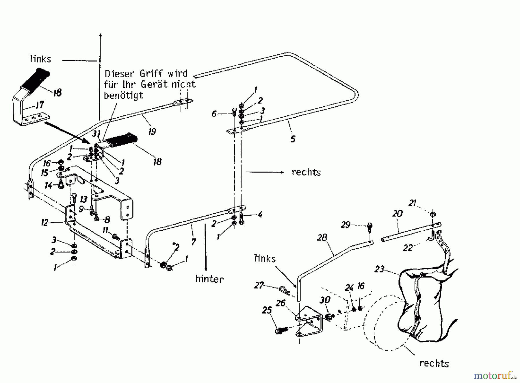 MTD Zubehör Zubehör Garten- und Rasentraktoren Grasfangvorrichtung für Seitenauswerfer nur mit Anhängekupplung 195-0150 (1985) Grasfangkorb