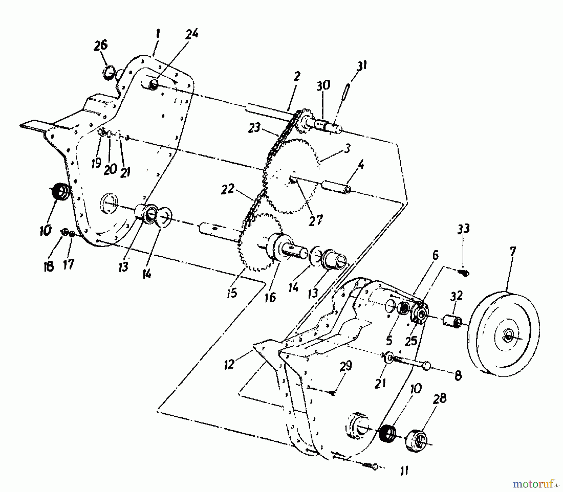 MTD Motorhacken GARTENTILLER 3 215-0300 (1985) Kettenkasten