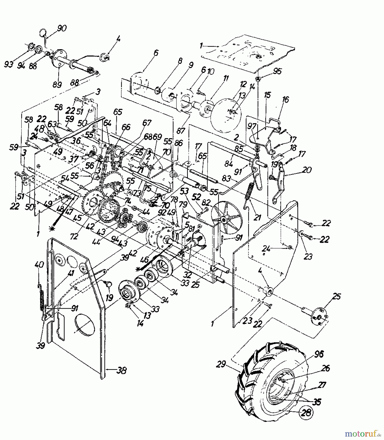  Blizzard Schneefräsen N 10-66 L 315-8610  (1985) Fahrantrieb, Räder