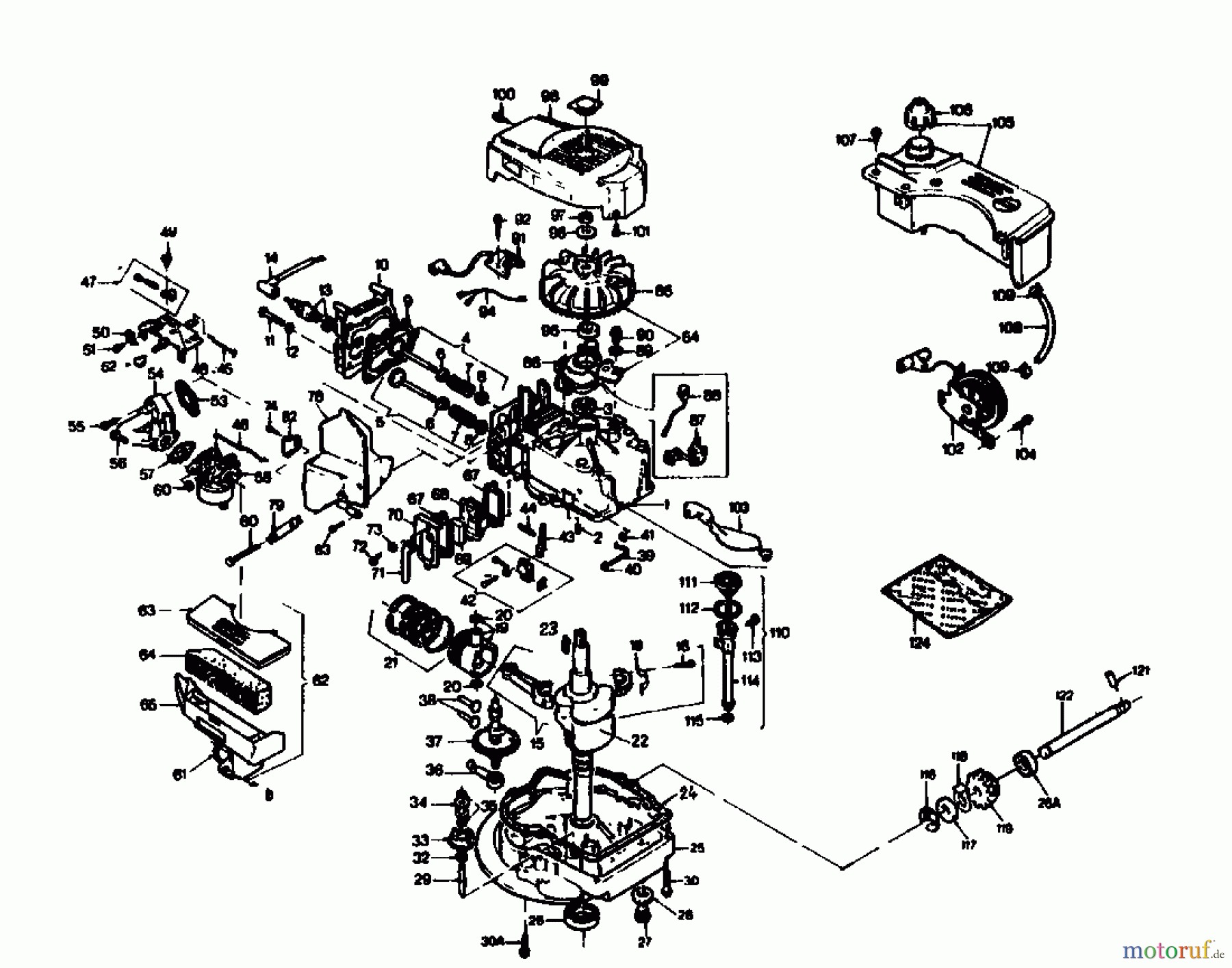 Gutbrod Motormäher mit Antrieb HB 46 R 02877.01 (1985) Kurbelgehäuse, Zylinder