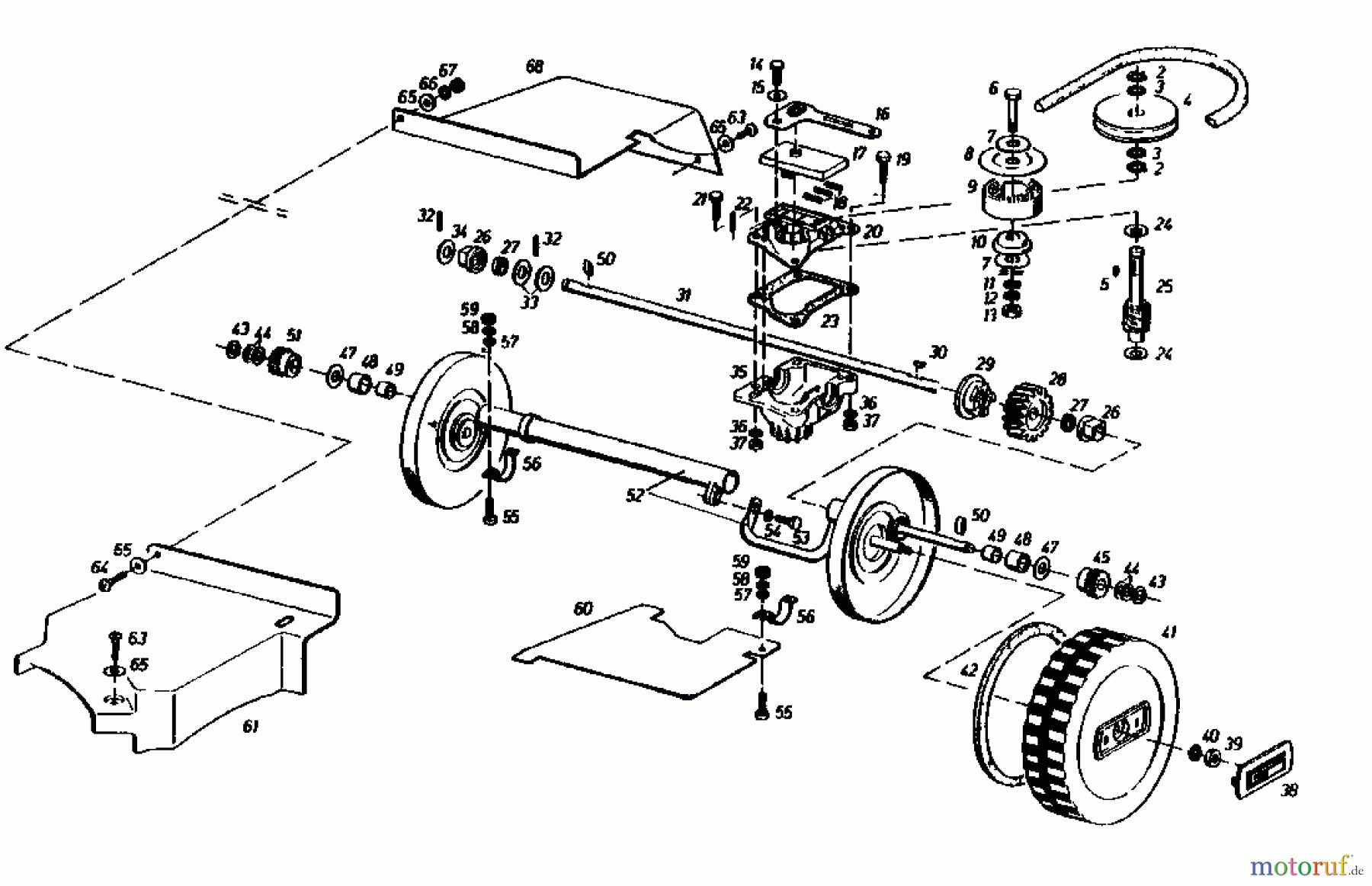 Gutbrod Motormäher mit Antrieb HB 55 R 02882.01  (1985) Getriebe, Räder