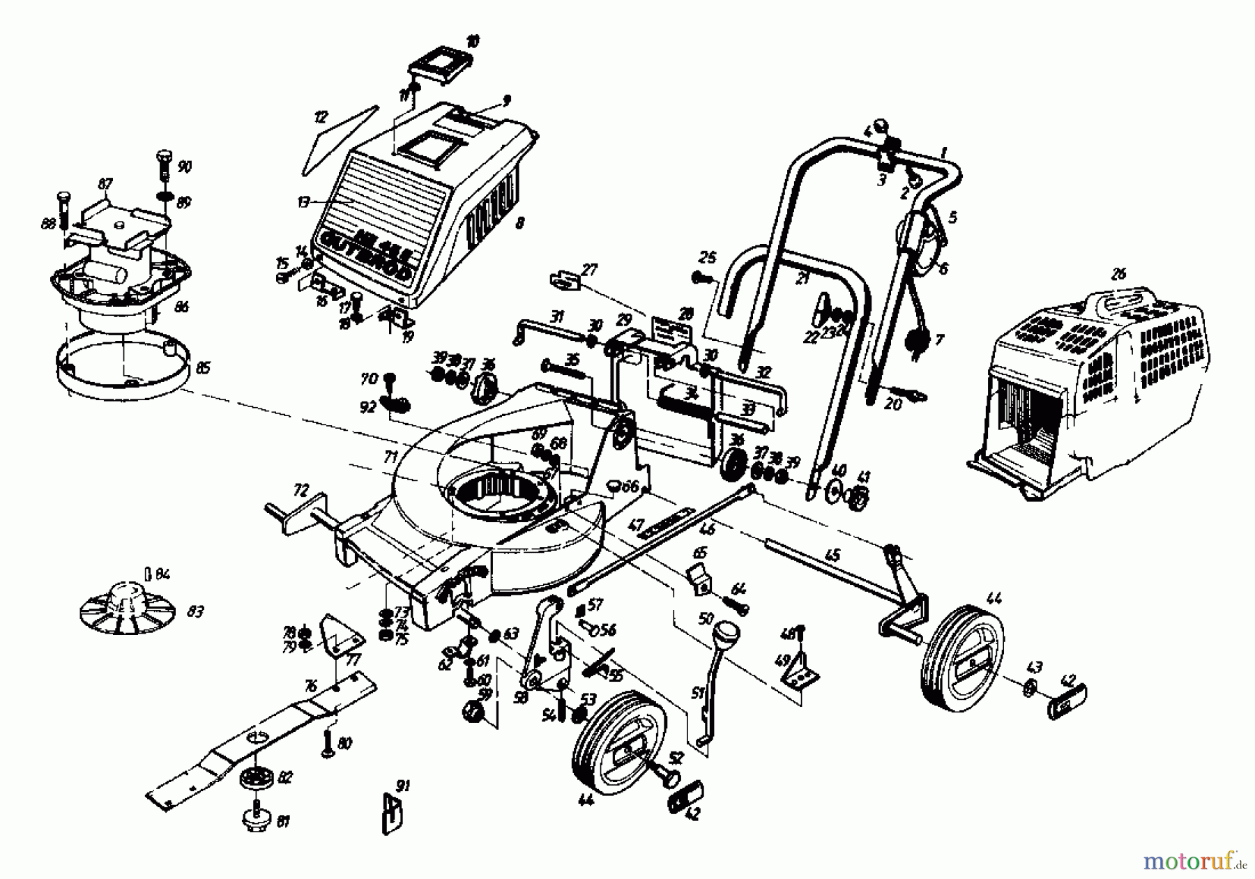 Gutbrod Elektromäher HE 45 E 02646.02 (1985) Grundgerät