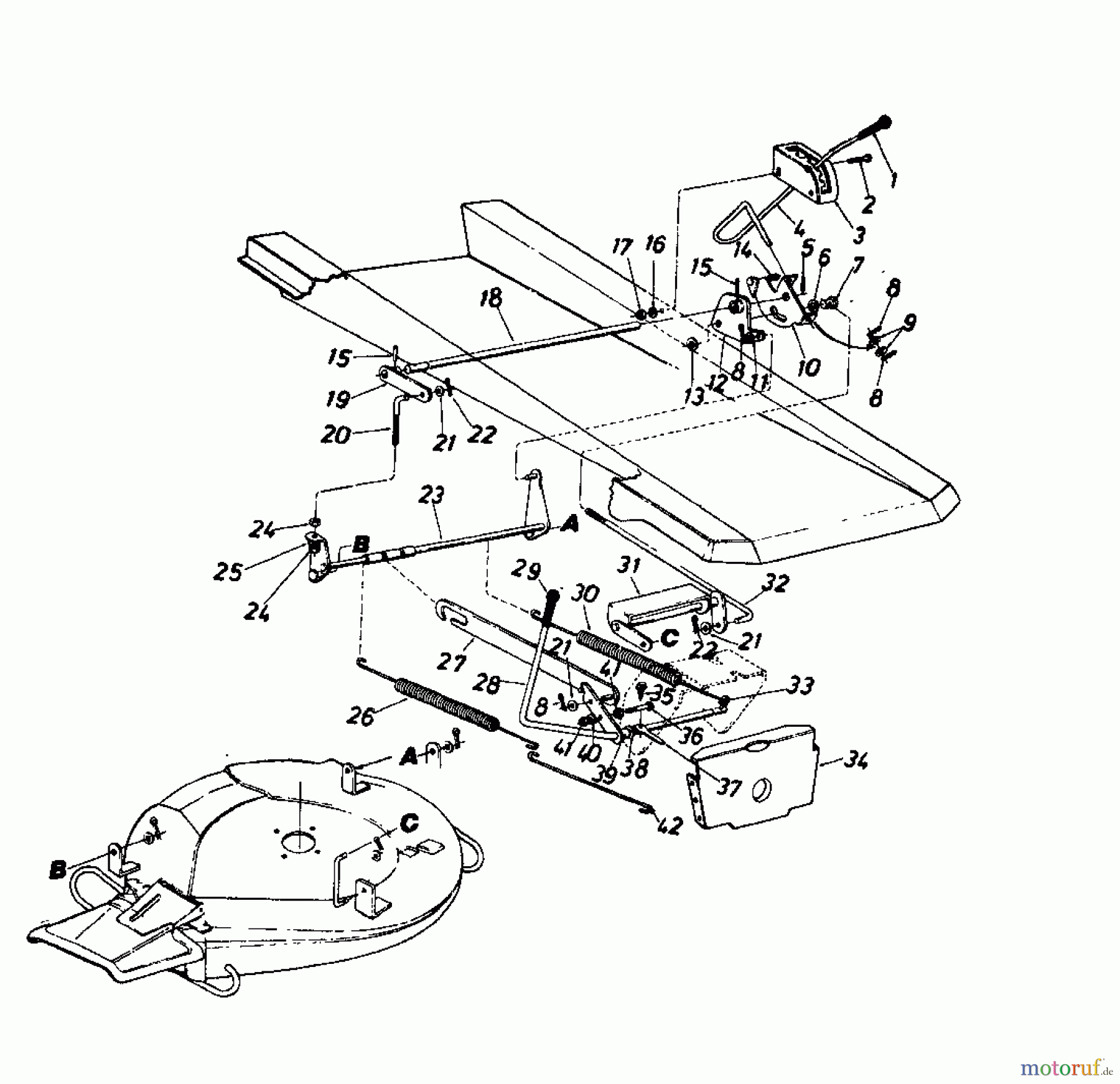 Columbia Rasentraktoren 8/760 HA 137-5040 (1987) Mähwerksaushebung