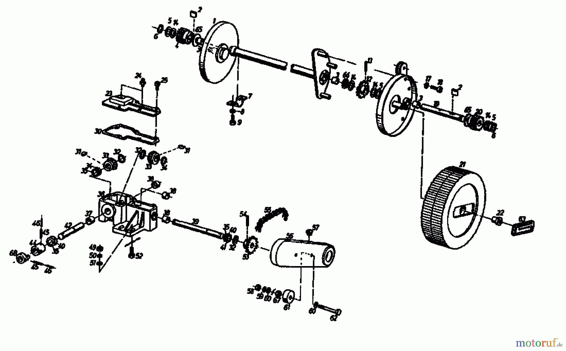 Gutbrod Motormäher mit Antrieb HB 45 R 02627.03 (1987) Getriebe, Räder
