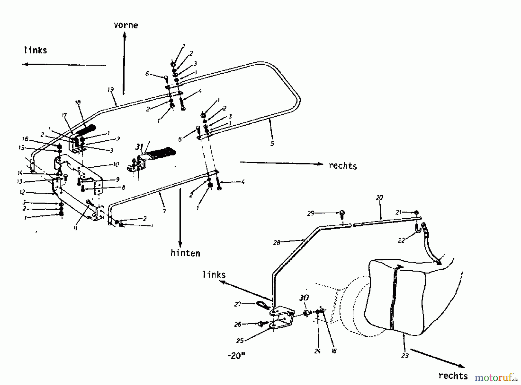 MTD Zubehör Zubehör Garten- und Rasentraktoren Grasfangvorrichtung für Seitenauswerfer nur mit Anhängekupplung 190-0150 (1988) Grasfangkorb