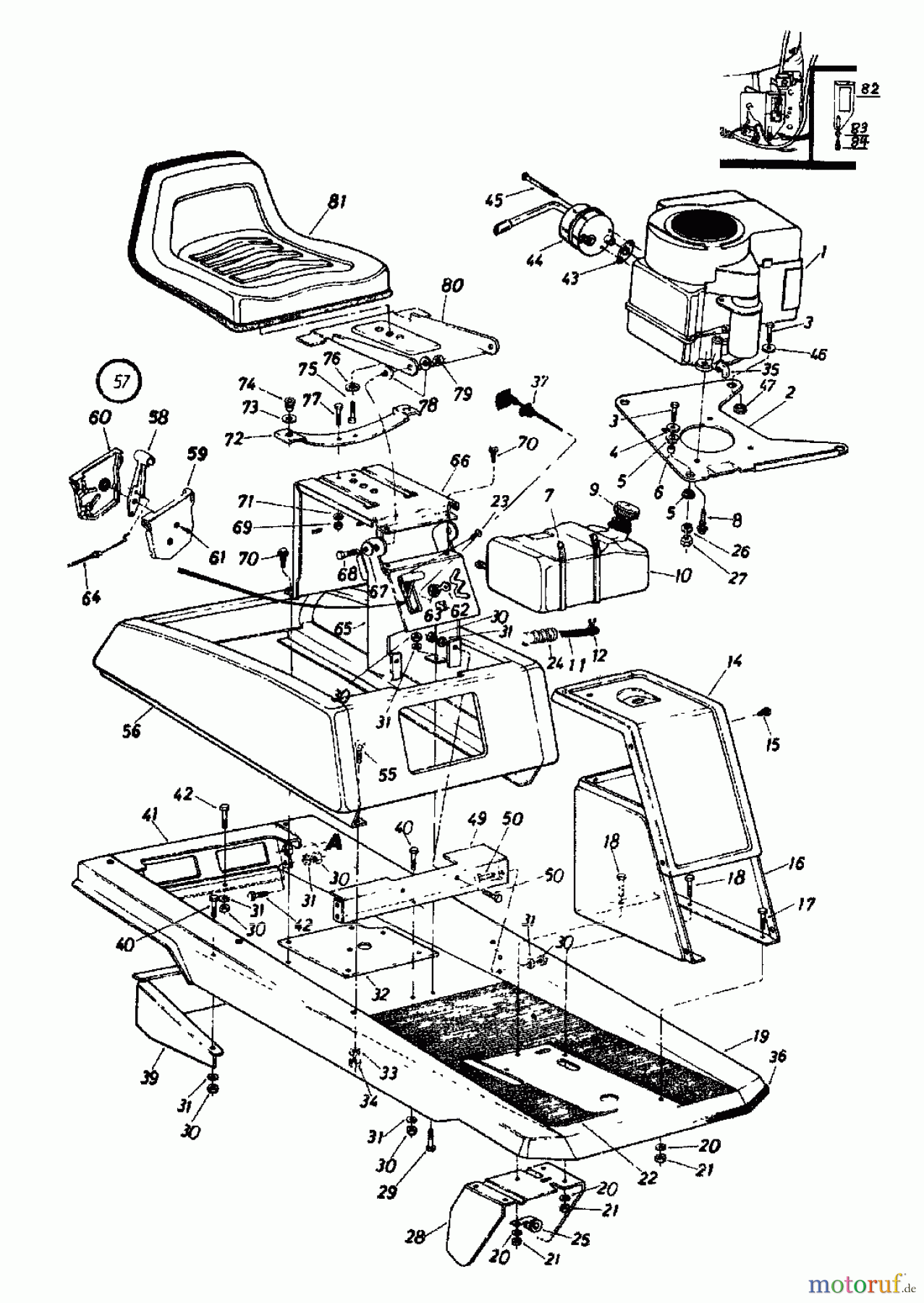  MTD Rasentraktoren 8/66 138-5020  (1988) Rahmen, Sitz, Sitzwanne