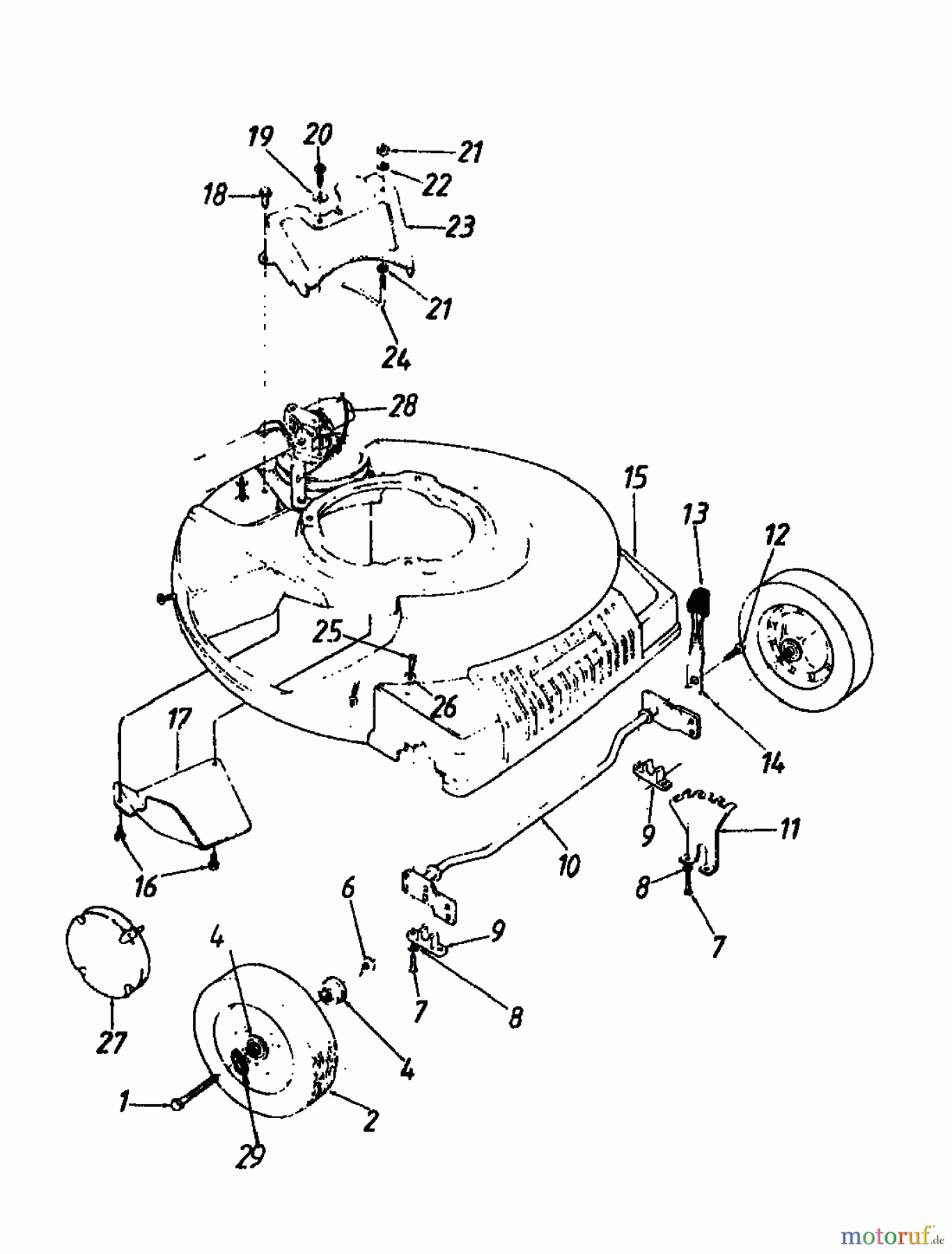  MTD Motormäher mit Antrieb ROTOMAX  53 S 128-8720  (1988) Vorderachse
