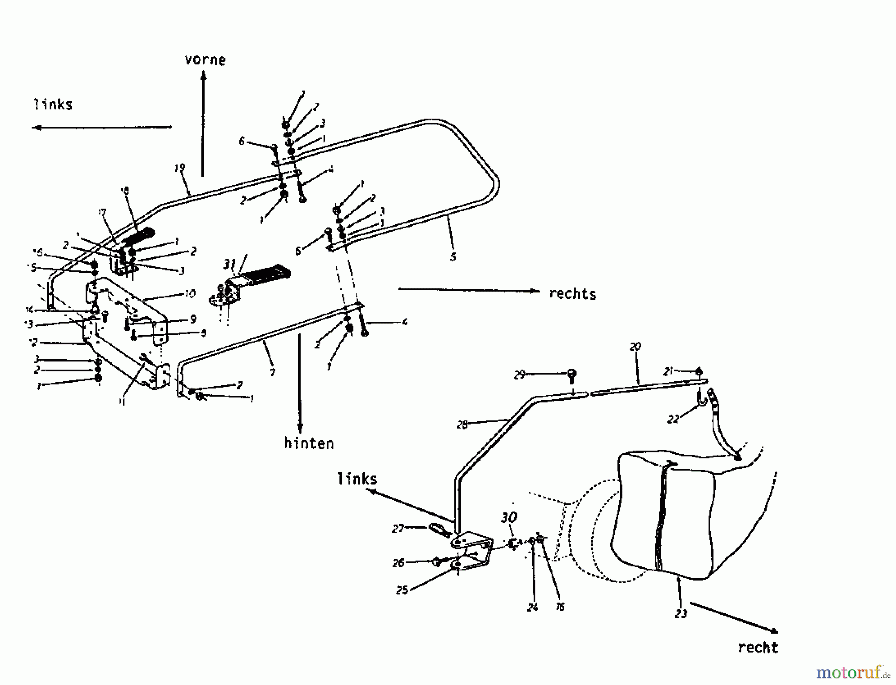 MTD Zubehör Zubehör Garten- und Rasentraktoren Grasfangvorrichtung für Seitenauswerfer nur mit Anhängekupplung 190-0150 (1989) Grasfangkorb