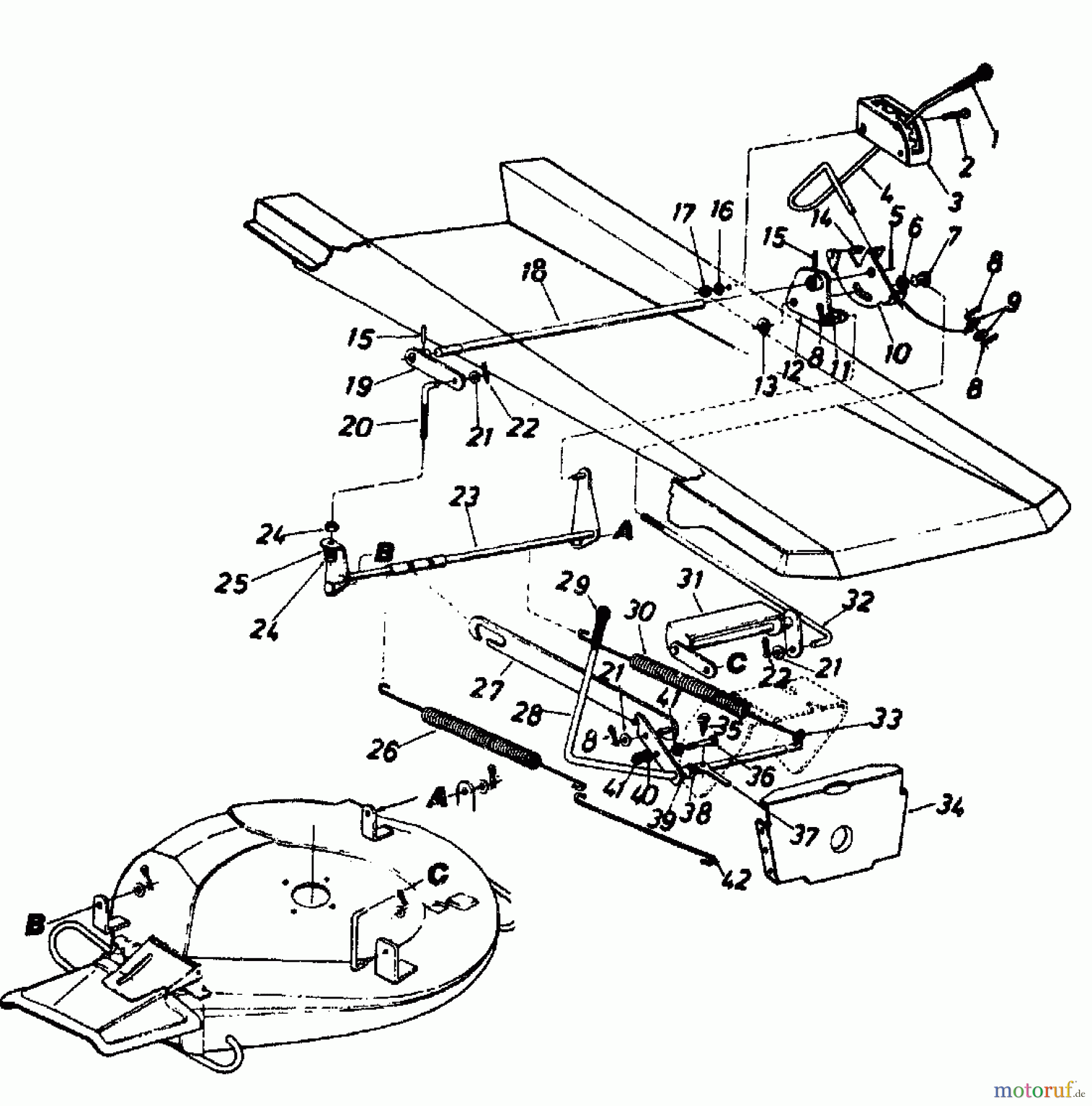 MTD Rasentraktoren 8/66 139-5020 (1989) Mähwerksaushebung