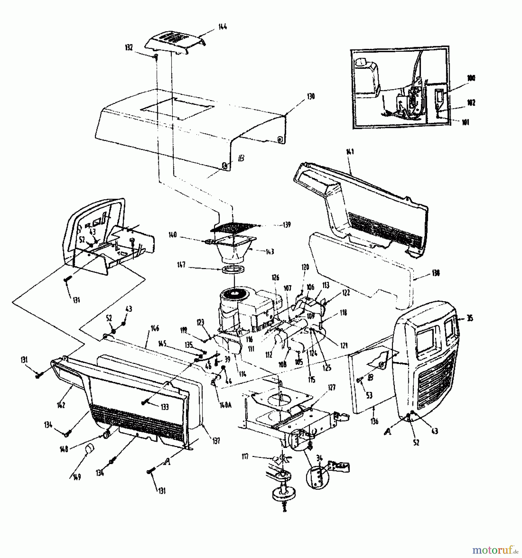 Novotrac Rasentraktoren NOVOTRAC 11-76 HA 139-5420 (1989) Armaturenbrett, Motorhaube, Sitzwanne
