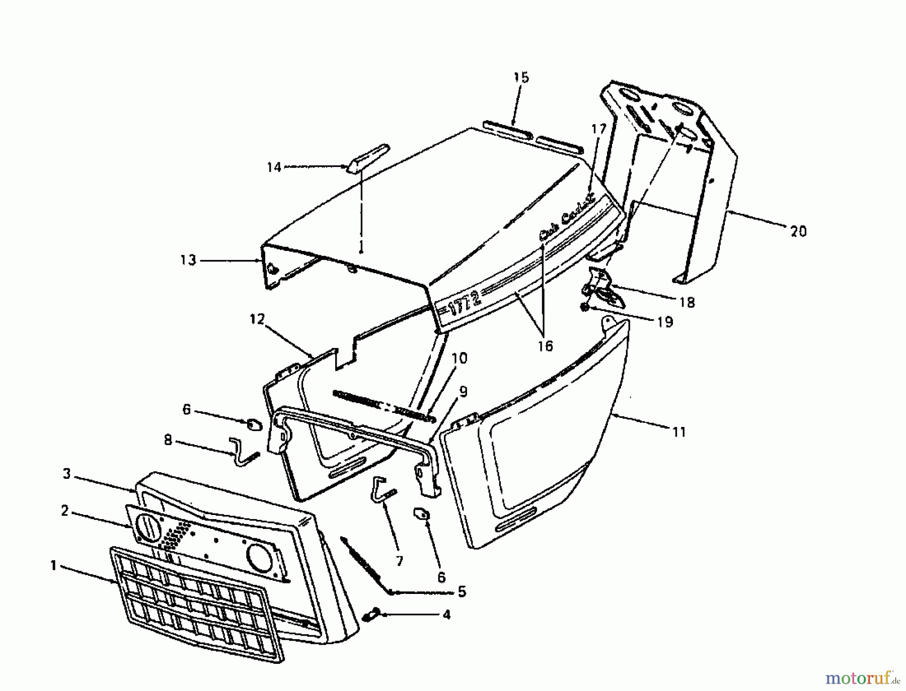 Cub Cadet Kompakttraktoren 1772 1772 (1989) Armaturenbrett, Motorhaube