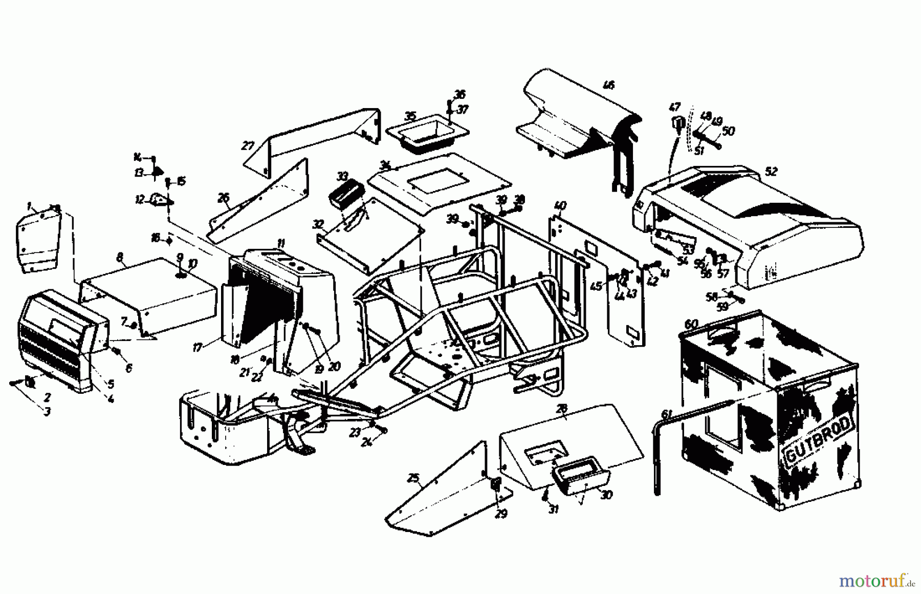  Gutbrod Rasentraktoren Sprint 1000 E 02840.04  (1988) Armaturenbrett, Motorhaube, Sitzwanne