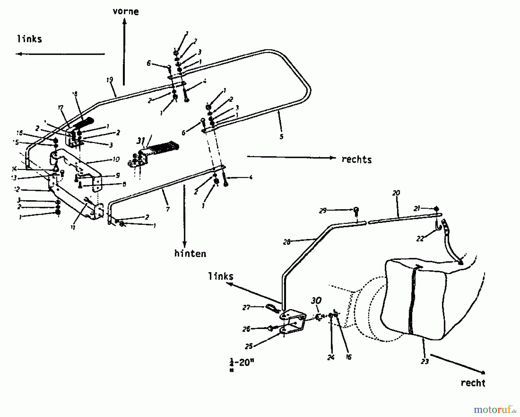 MTD Zubehör Zubehör Garten- und Rasentraktoren Grasfangvorrichtung für Seitenauswerfer nur mit Anhängekupplung 190-0150 (1990) Grasfangkorb