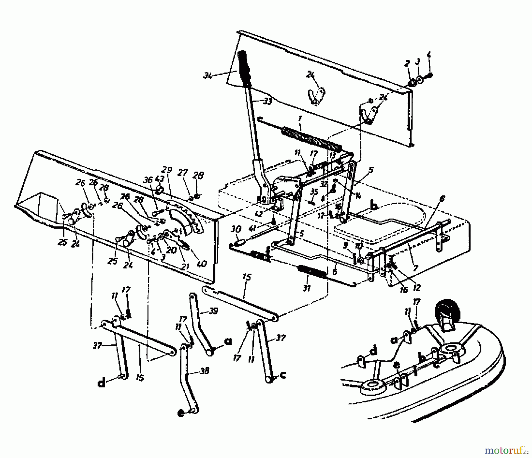  Columbia Rasentraktoren 111/960 N 130-637F  (1990) Mähwerksaushebung