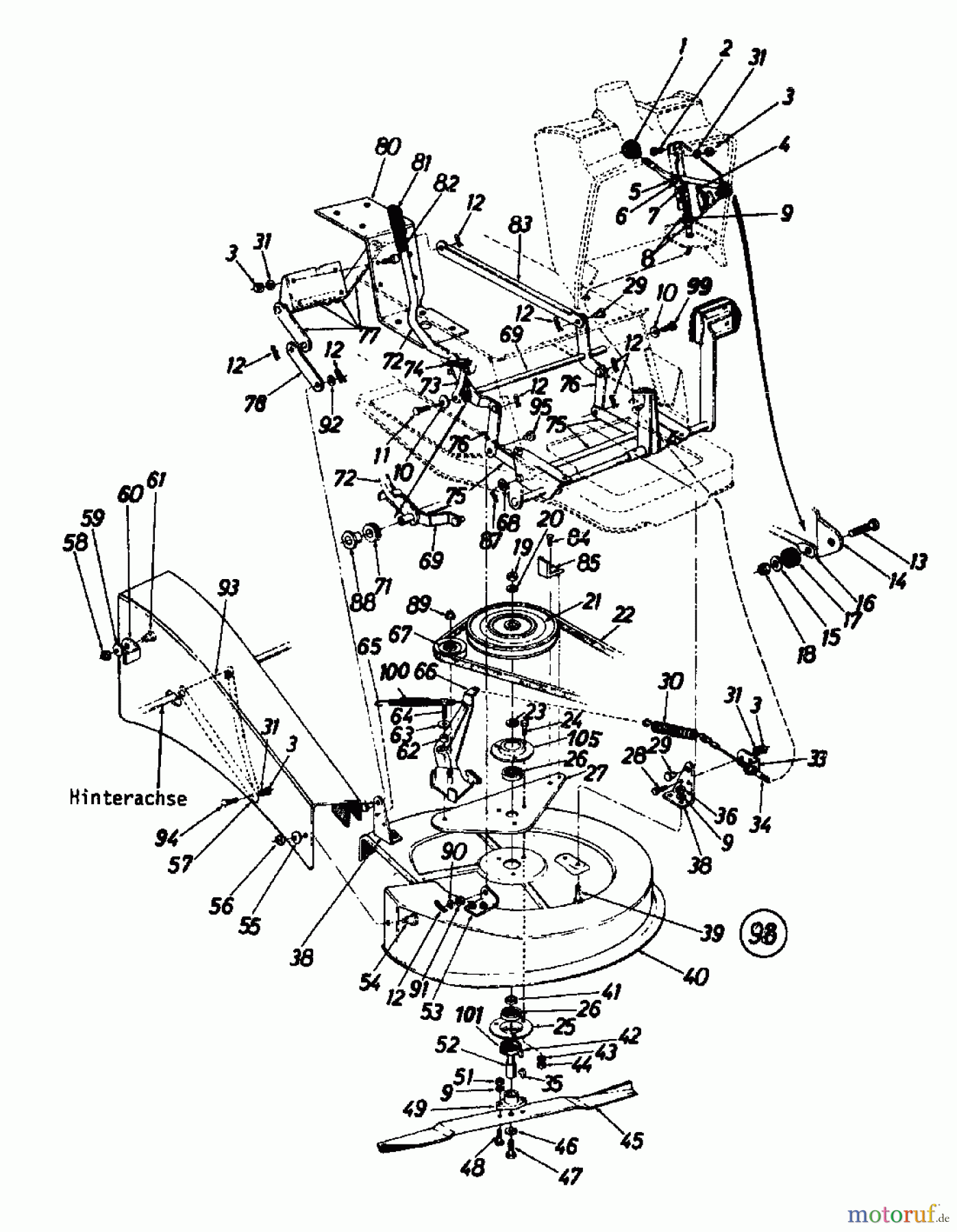 Columbia Rasentraktoren RD 11/660 130-5240 (1990) Mähwerk 26