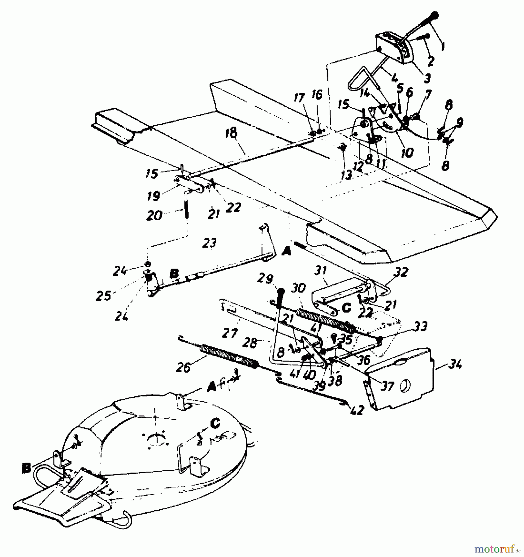  Columbia Rasentraktoren 8/760 HA 130-510C  (1990) Mähwerksaushebung