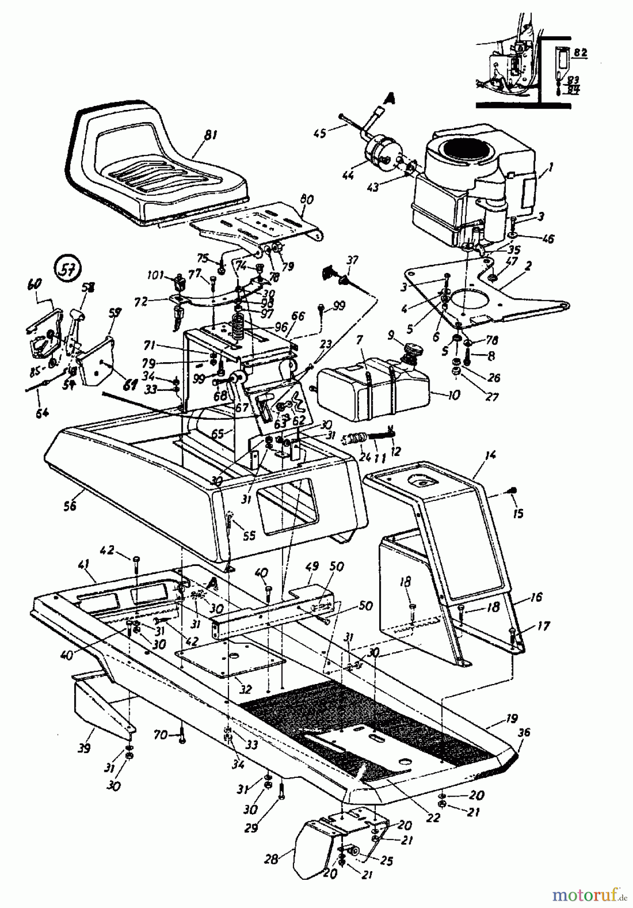  Columbia Rasentraktoren 8/760 HA 130-510C  (1990) Rahmen, Sitz, Sitzwanne