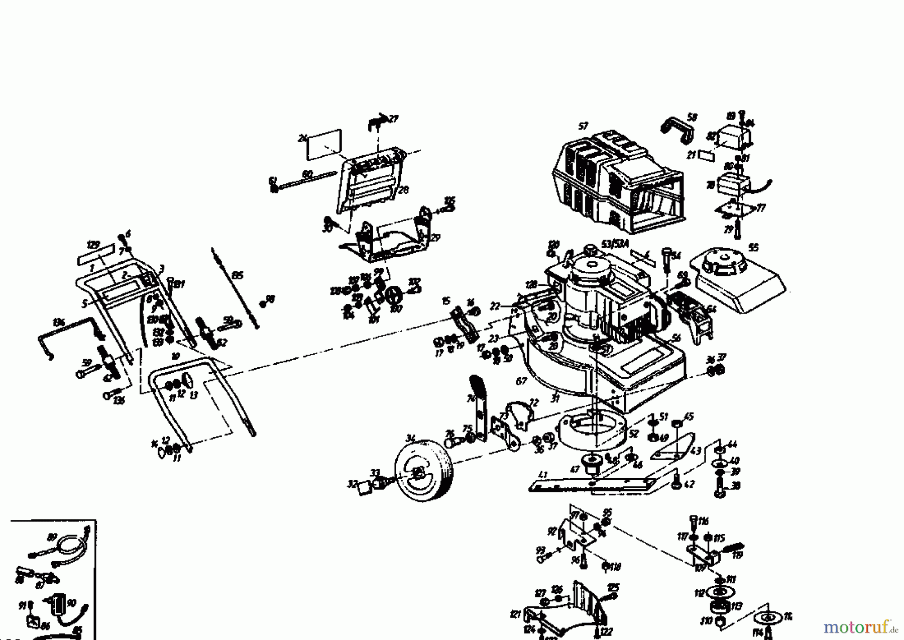 Golf Motormäher mit Antrieb 445 HR 4 E 04011.02 (1990) Grundgerät