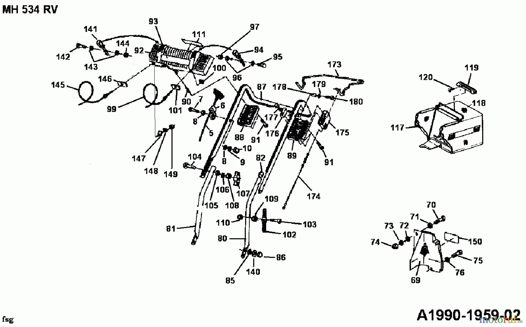 Gutbrod Motormäher mit Antrieb MH 534 RV 04007.02 (1990) Grasfangsack, Holm