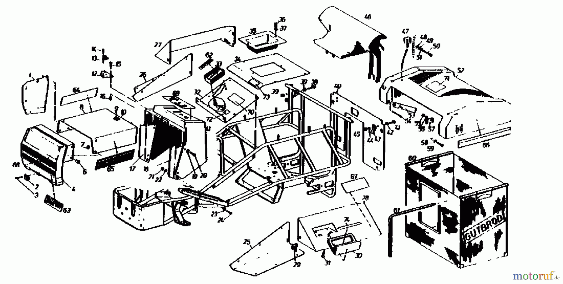 Gutbrod Rasentraktoren Sprint 1000 E 02840.04 (1990) Armaturenbrett, Motorhaube, Sitzwanne