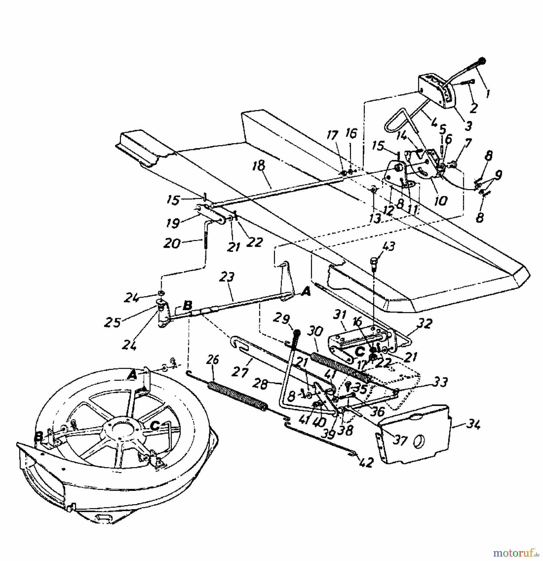 Columbia Rasentraktoren 8/760 HA 132-510C626 (1992) Mähwerksaushebung