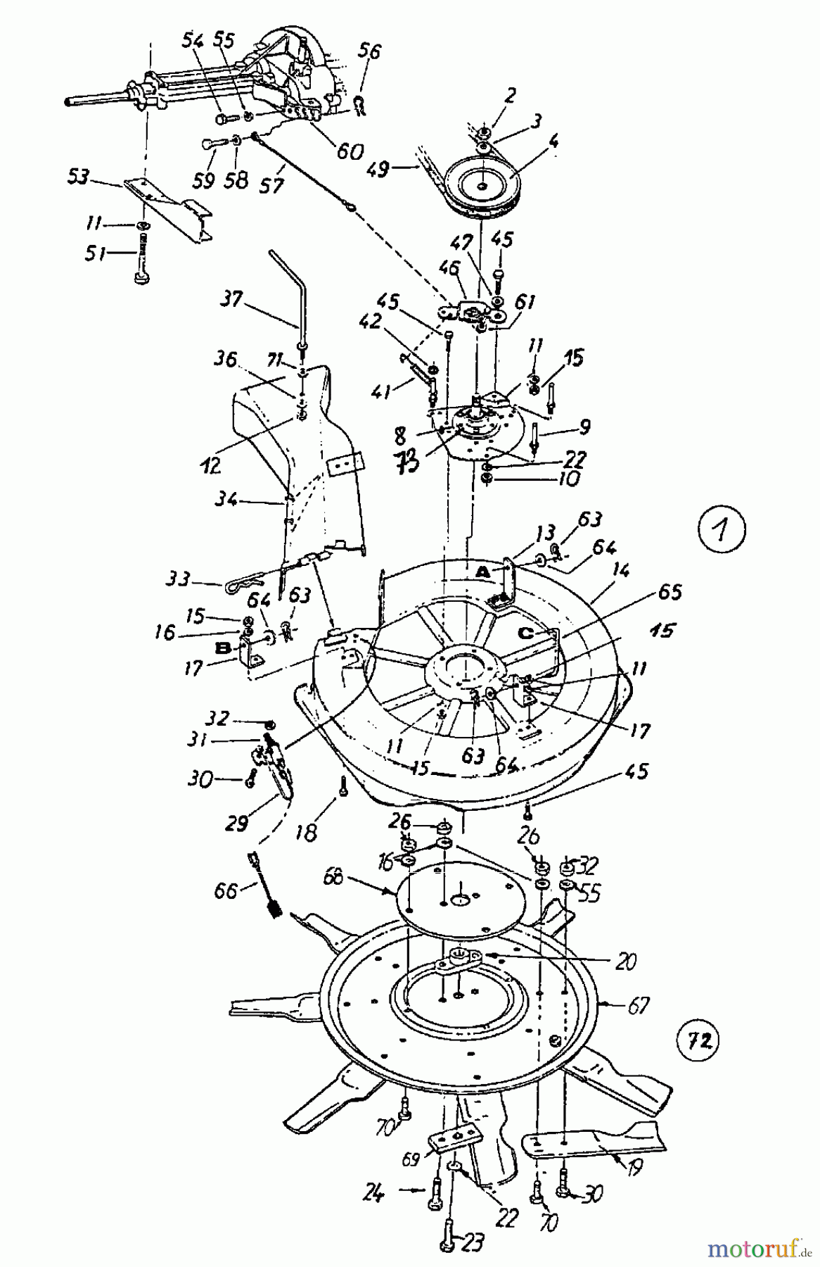 MTD Rasentraktoren 10/76 HN 131-520C (1991) Mähwerk C (30