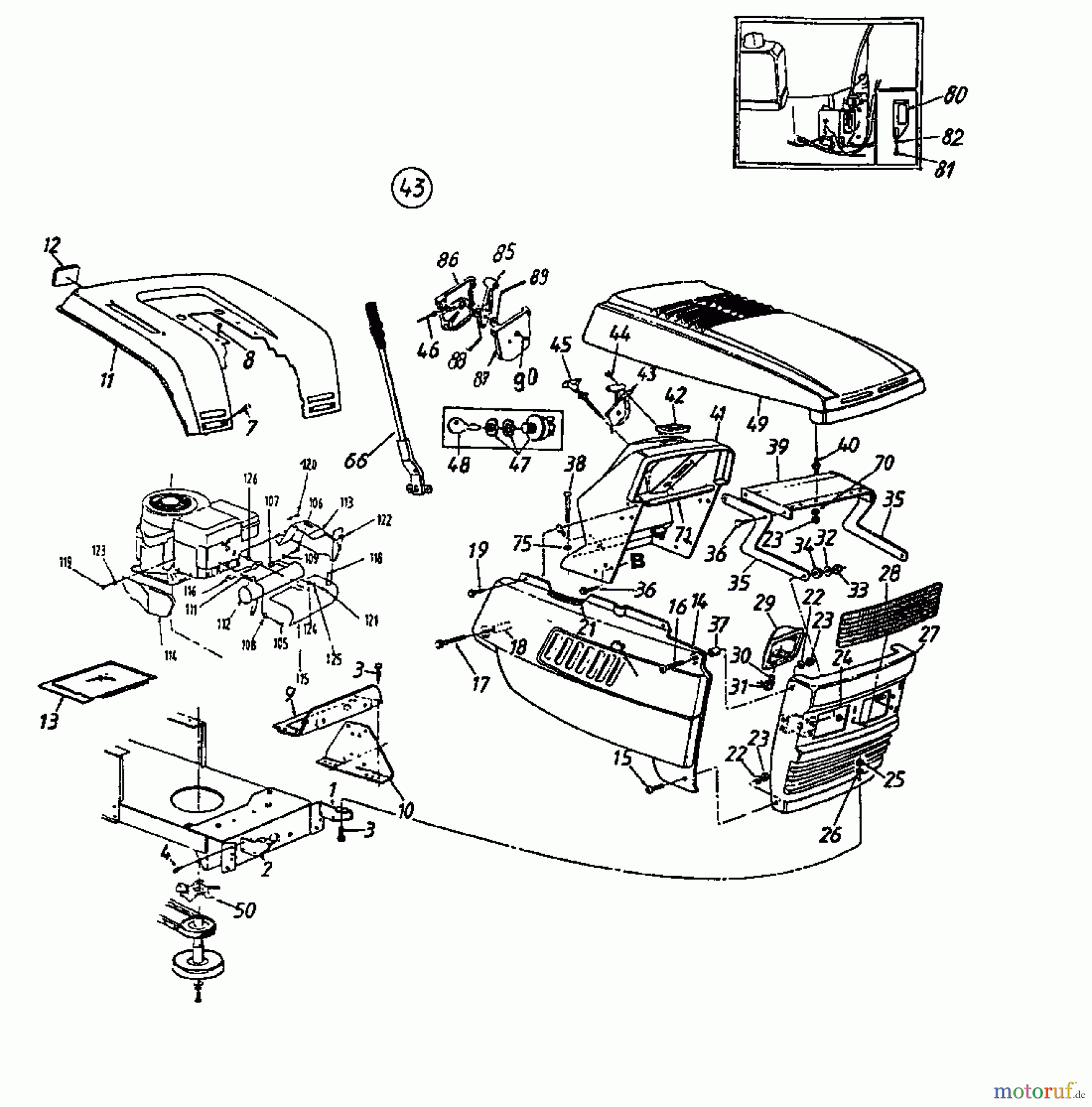  Super Rasentraktoren Super 12-96 N 131-659F  (1991) Armaturenbrett, Motorhaube, Sitzwanne