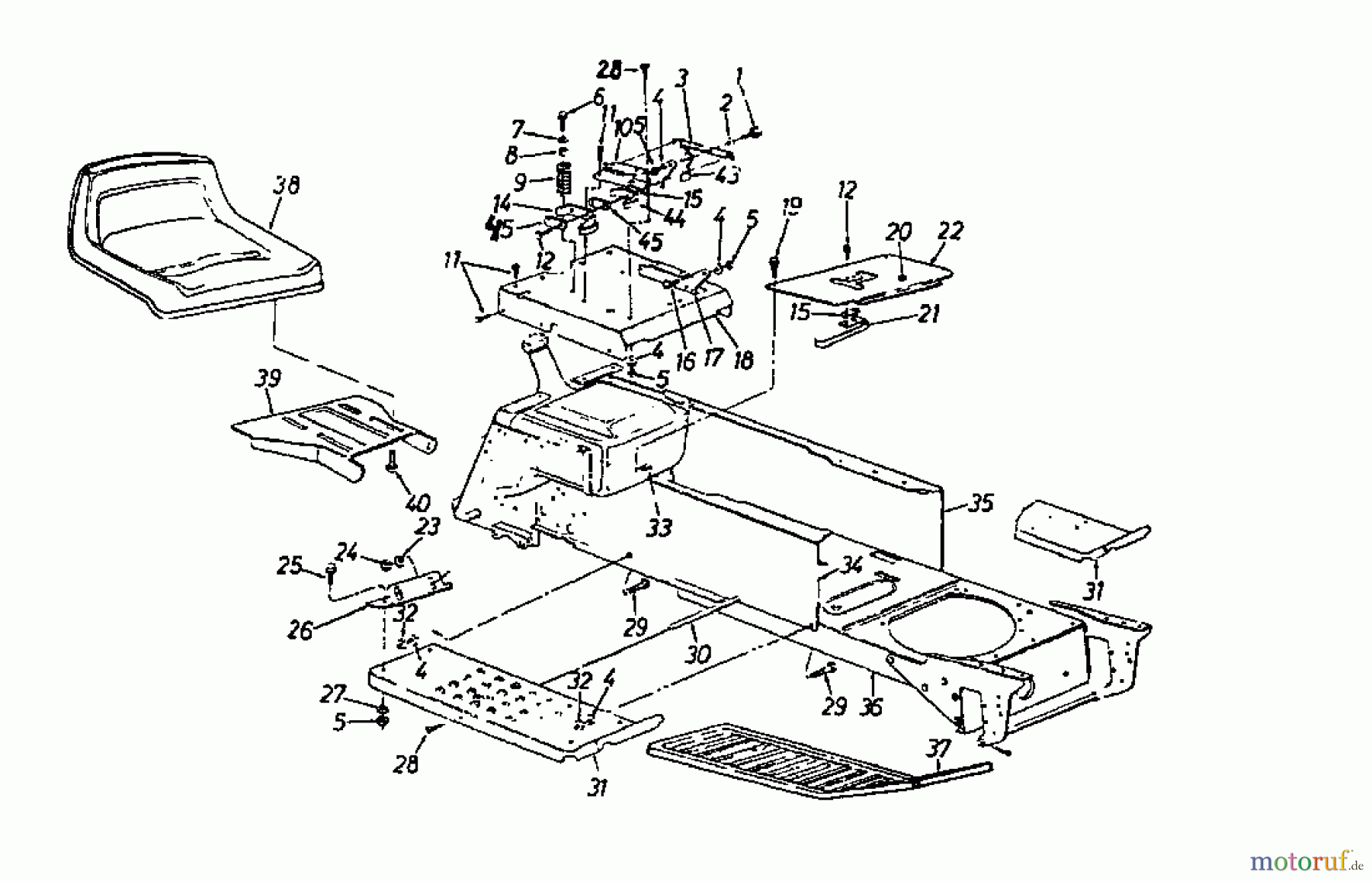  MTD Gartentraktoren SUPER 18 HN 141-849J  (1991) Rahmen, Sitz, Tank