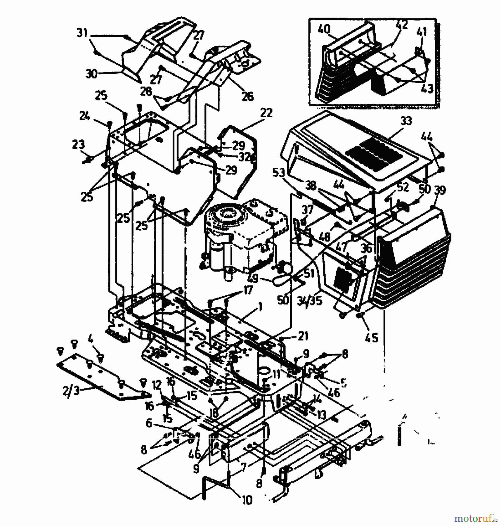 Golf Rasentraktoren SPIDER 270 SD 4 04015.08 (1992) Armaturenbrett, Motorhaube, Sitzwanne