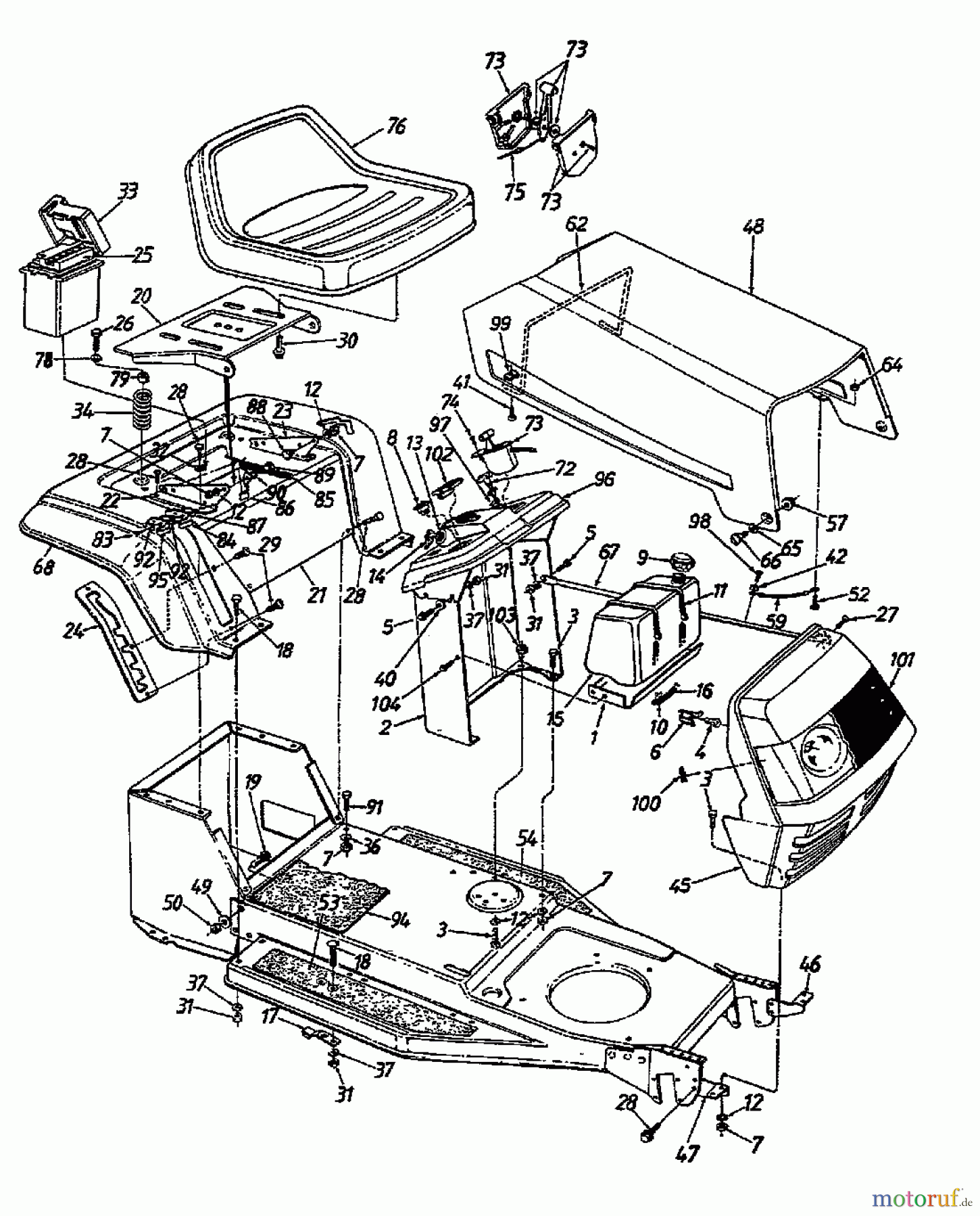 Motec Rasentraktoren GT 12 LR 132-451E632 (1992) Armaturenbrett, Motorhaube 1-Style, Sitzwanne