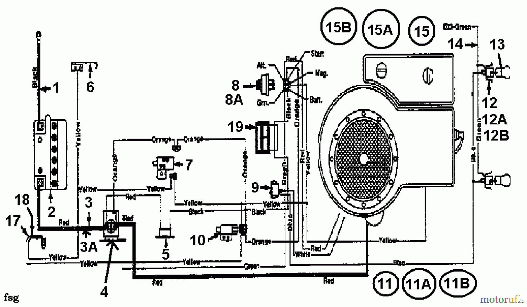 Gardol Rasentraktoren 12/36 133I471E668 (1993) Schaltplan Einzylinder
