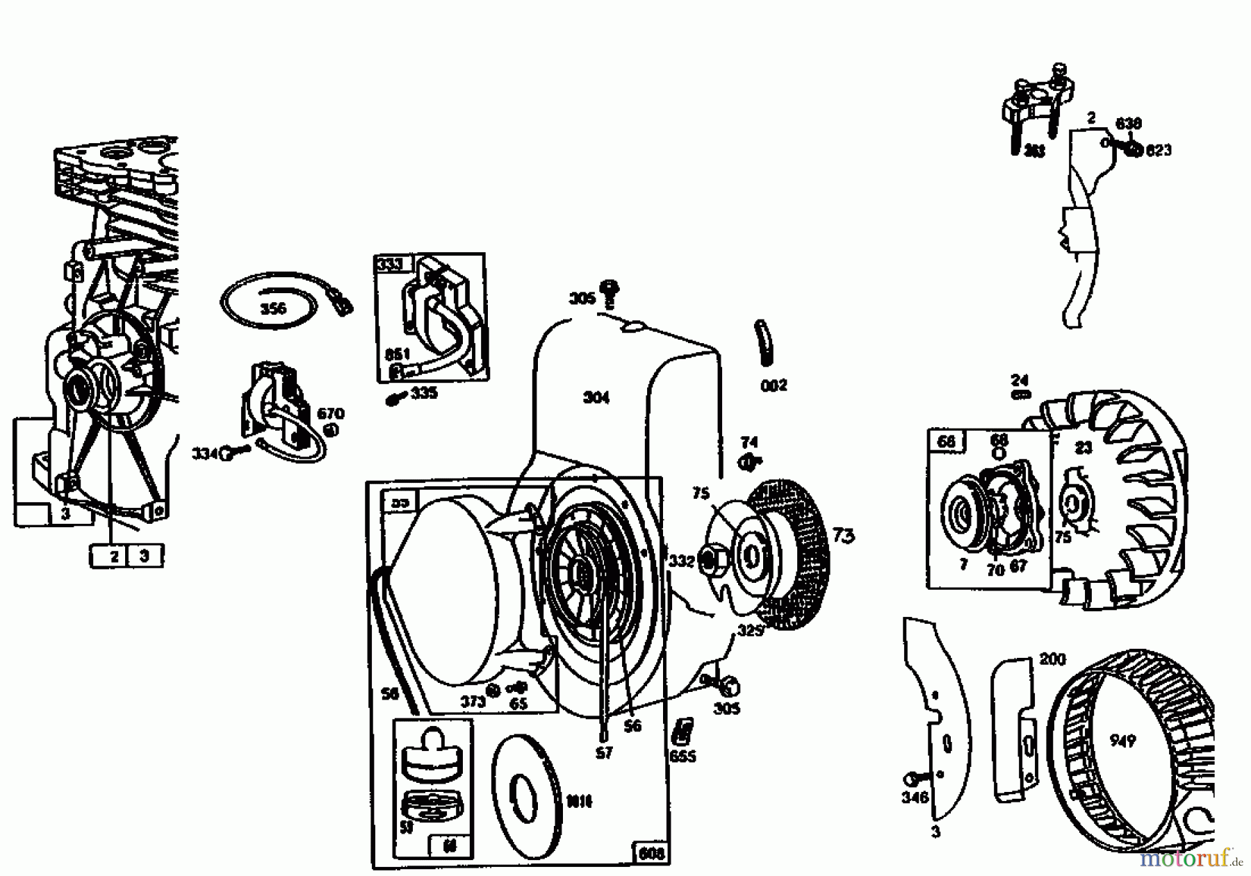  Gutbrod Balkenmäher BM 110 07517.01  (1992) Gebläsegehäuse, Starter, Zündspule