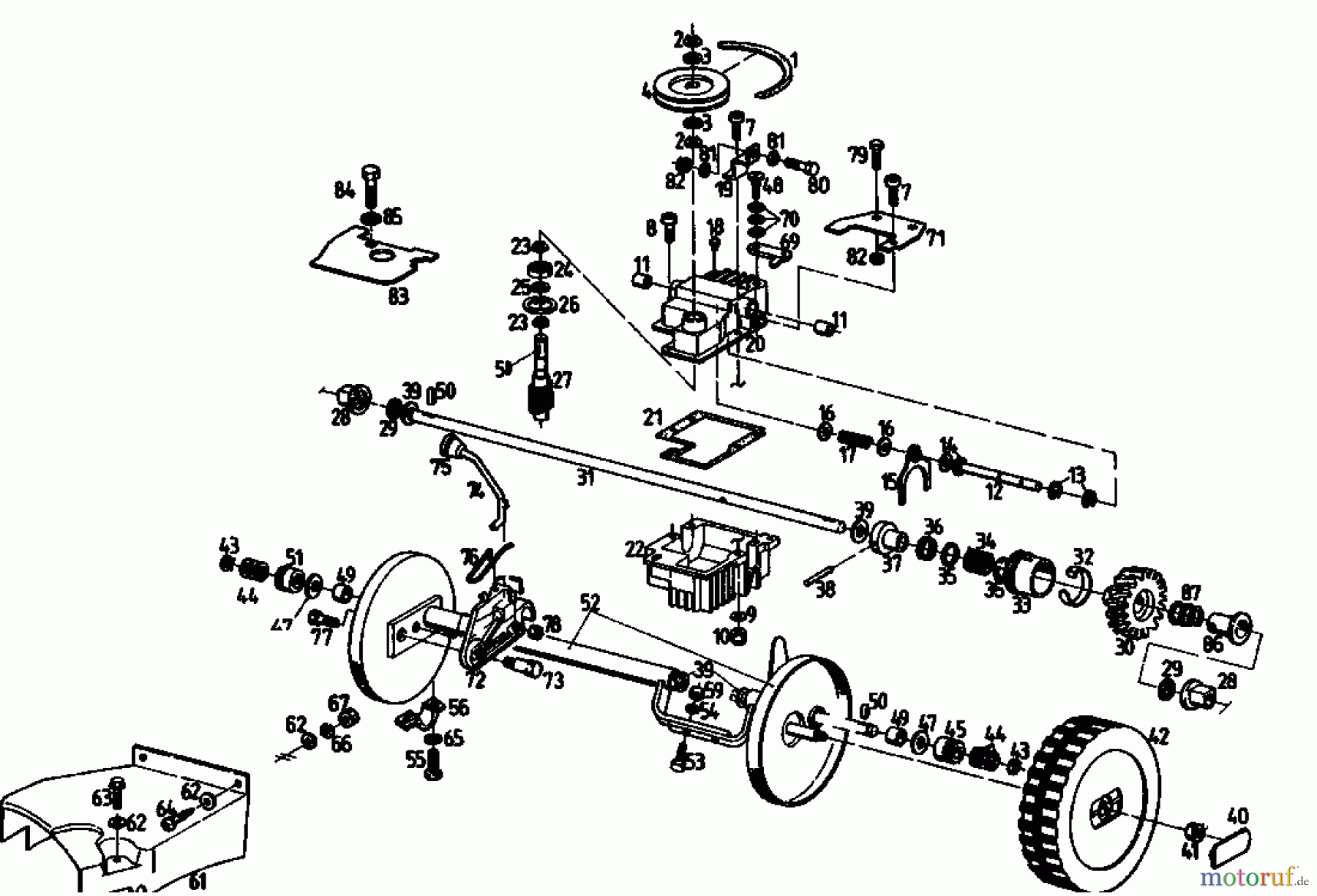 Gutbrod Motormäher mit Antrieb MH 454 R 04006.04 (1992) Getriebe