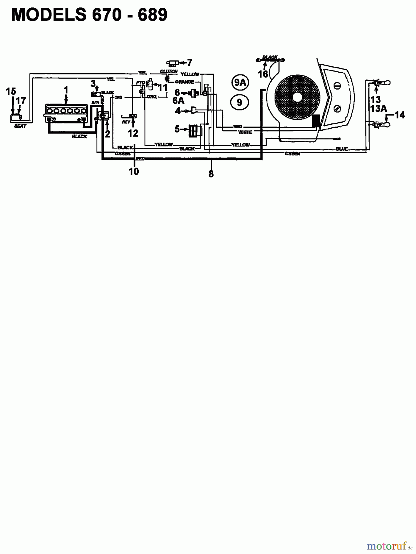 Bauhaus Rasentraktoren Funrunner 132-679F646 (1992) Schaltplan 2 Zylinder