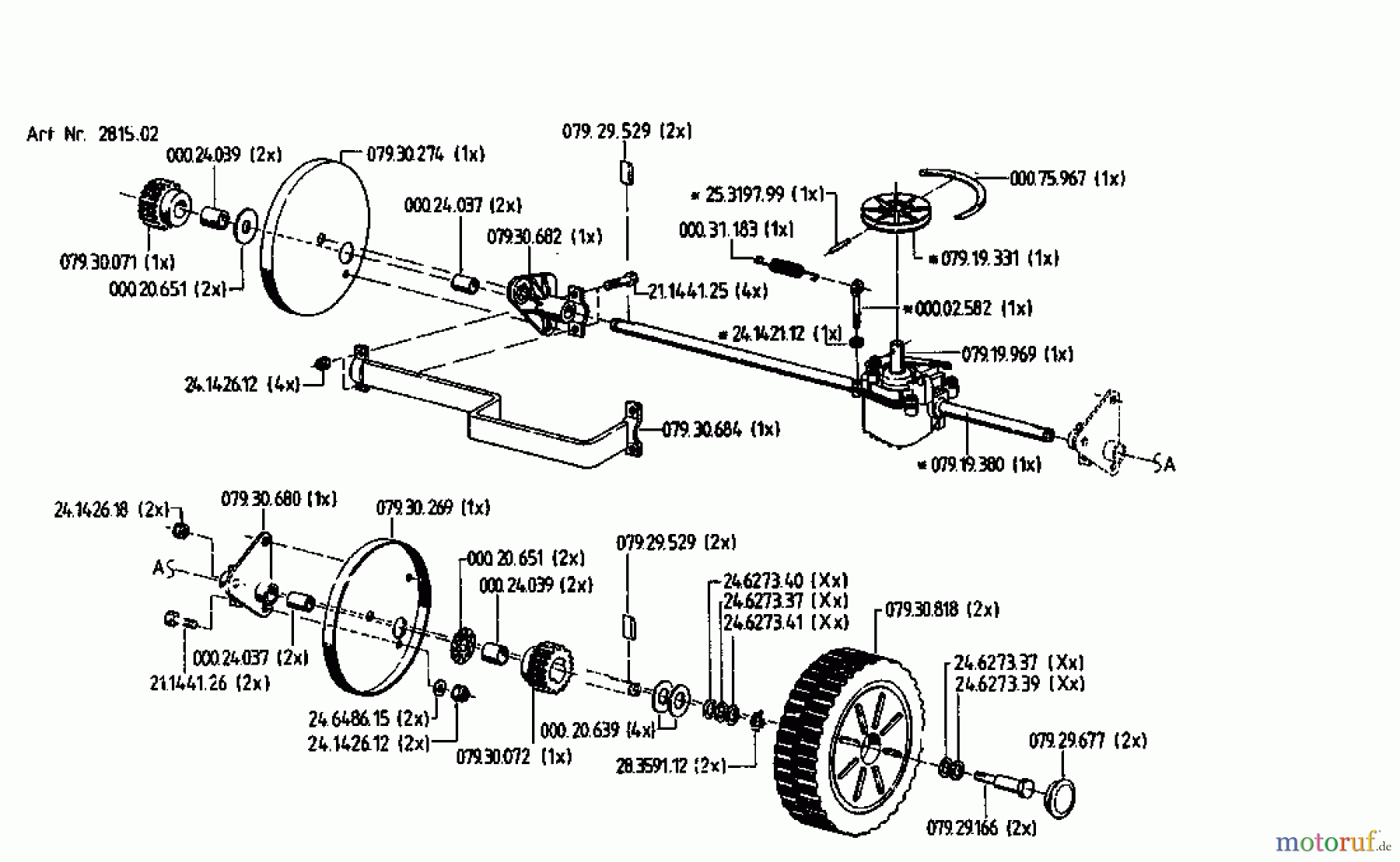 Gutbrod Motormäher mit Antrieb HB 48 REL 02815.02 (1993) Getriebe, Räder
