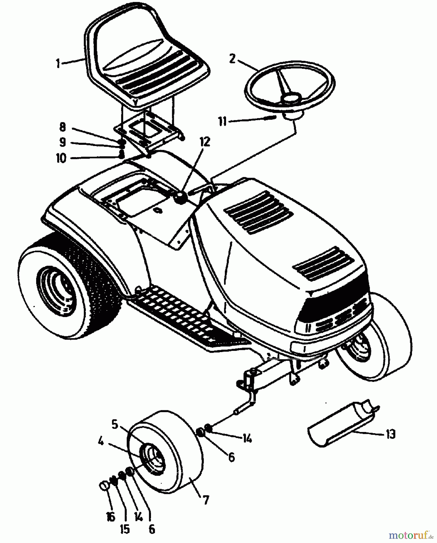 Gutbrod Rasentraktoren RSB 100-12 00097.05 (1994) Lenkrad, Räder vorn, Sitz