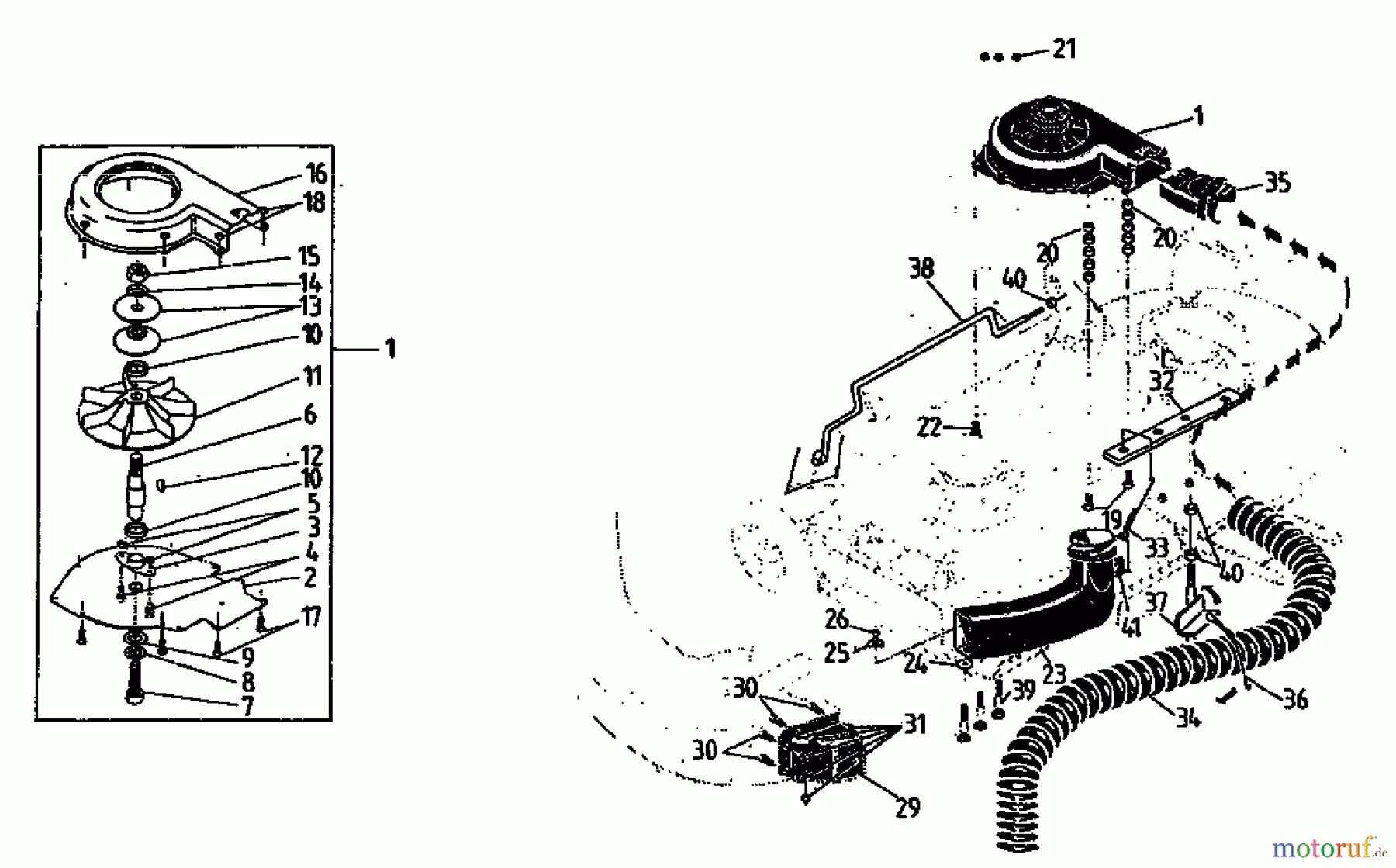 MTD Zubehör Zubehör Garten- und Rasentraktoren Gebläsevorrichtung GFEL 100-12 04015.05 (1993) Gebläsevorrichtung