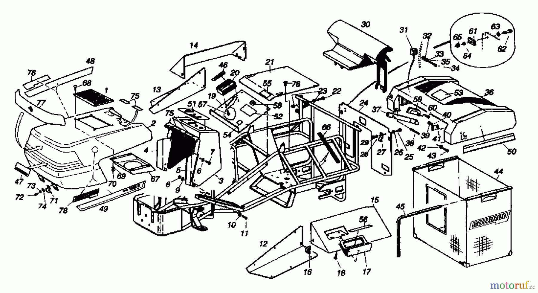 Gutbrod Rasentraktoren Sprint 1002 E 02840.08 (1994) Grasfangsack, Motorhaube