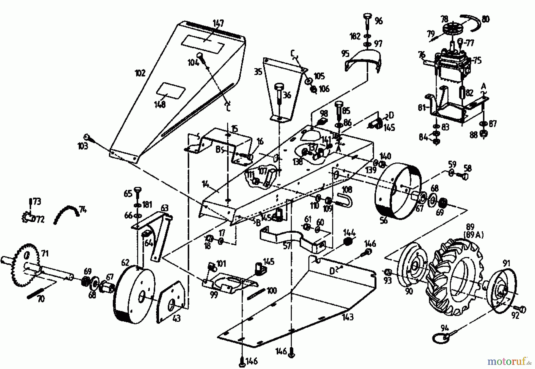  Gutbrod Balkenmäher BM 700 07510.04  (1994) Fahrantrieb, Räder
