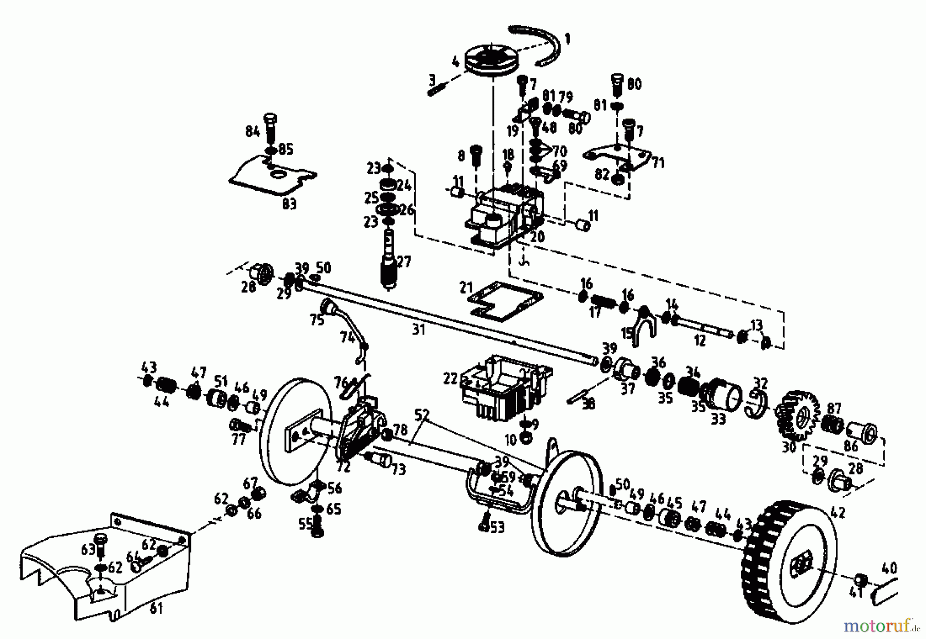 Gutbrod Motormäher mit Antrieb MH 454 RSB 04024.02 (1994) Getriebe, Räder