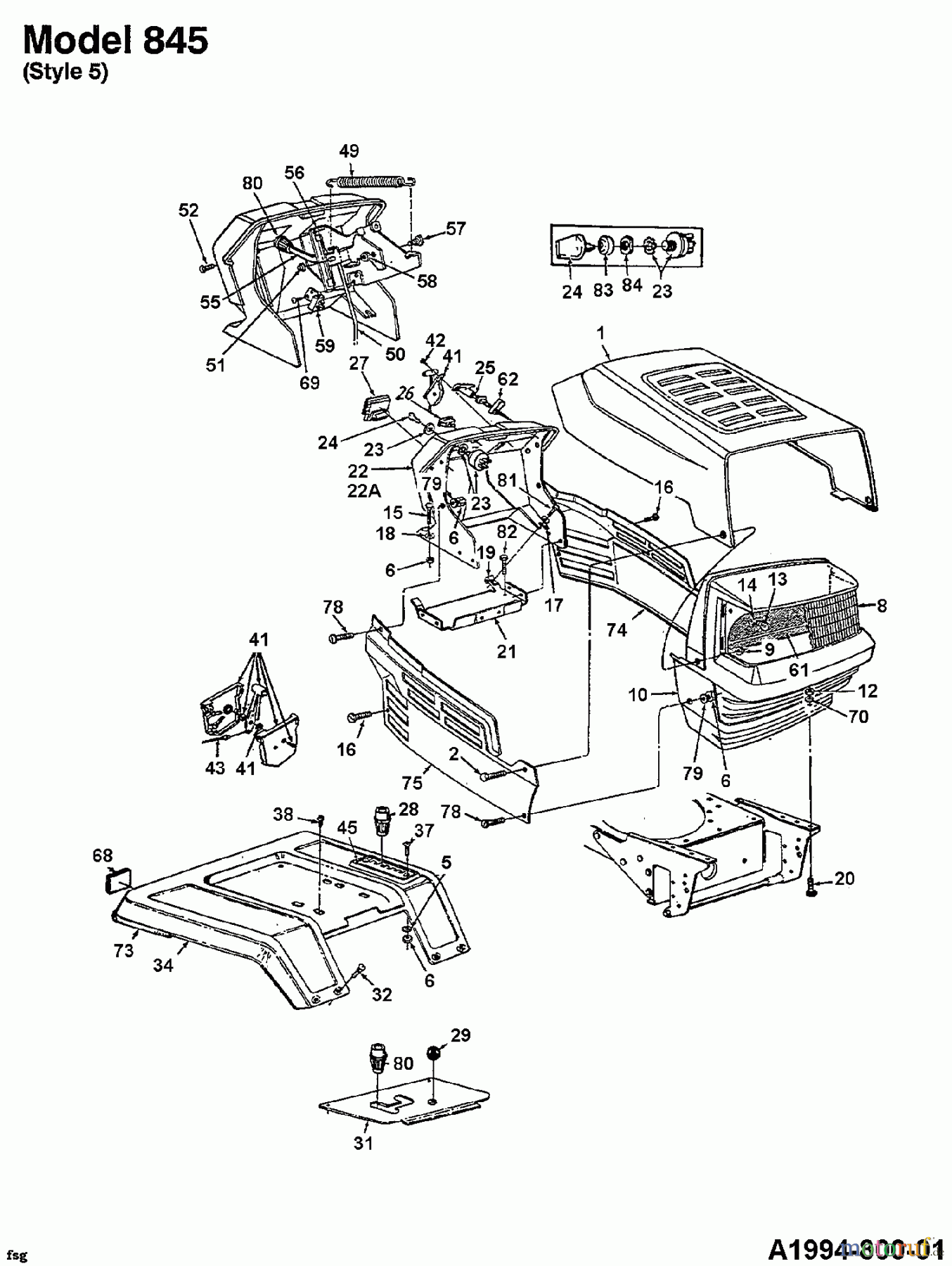  MTD Gartentraktoren U 845 H 144U845H678  (1994) Motorhaube 5-Style