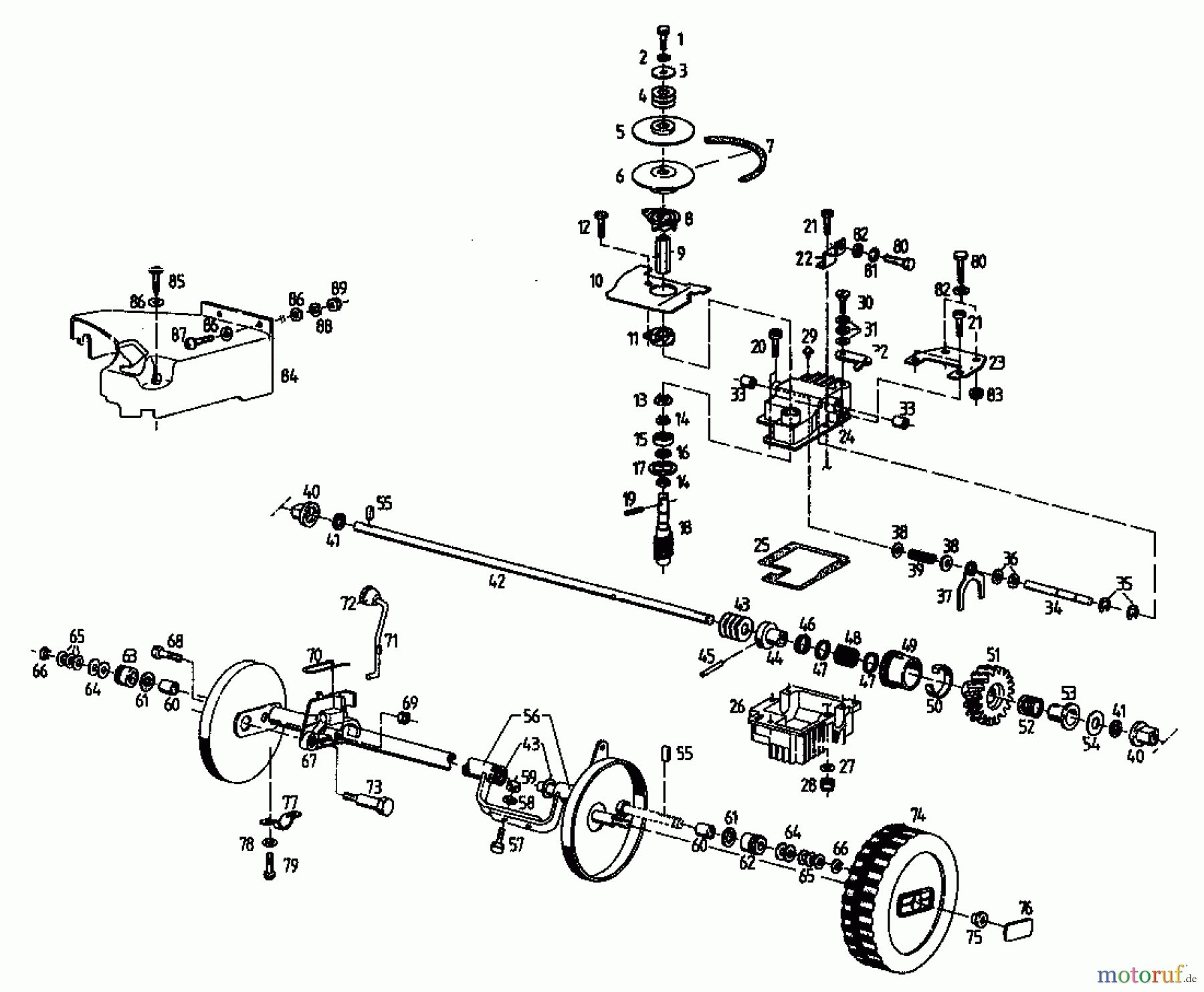 Gutbrod Motormäher mit Antrieb MH 454 RV 04024.04 (1995) Getriebe, Räder