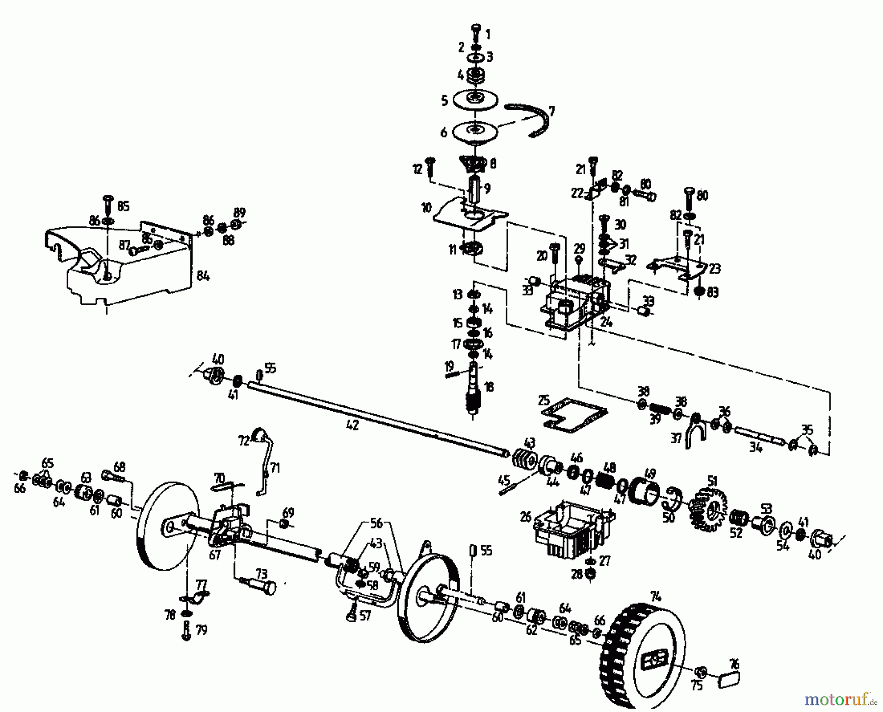 Gutbrod Motormäher mit Antrieb MH 454 RVOM 04024.05 (1995) Getriebe, Räder