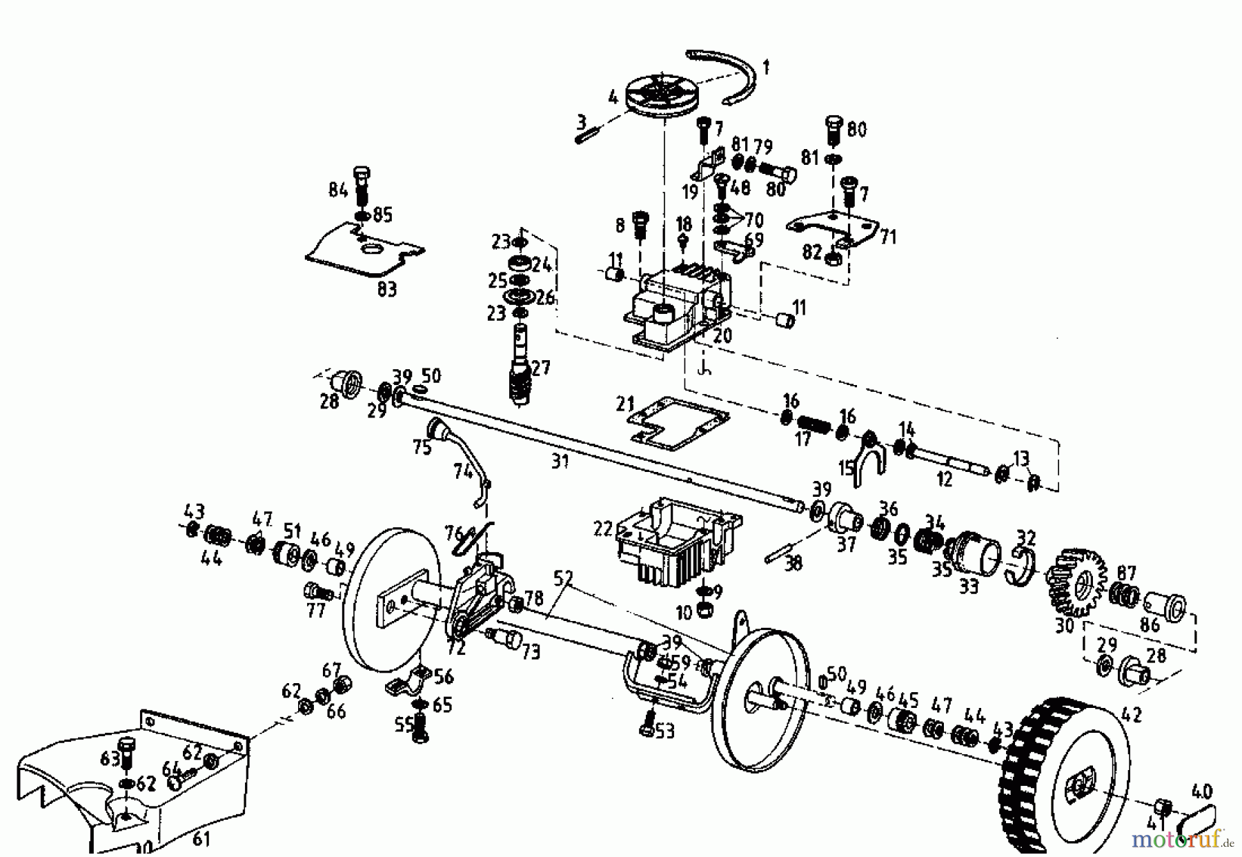 Gutbrod Motormäher mit Antrieb MH 454 RBE 04024.01 (1994) Getriebe, Räder