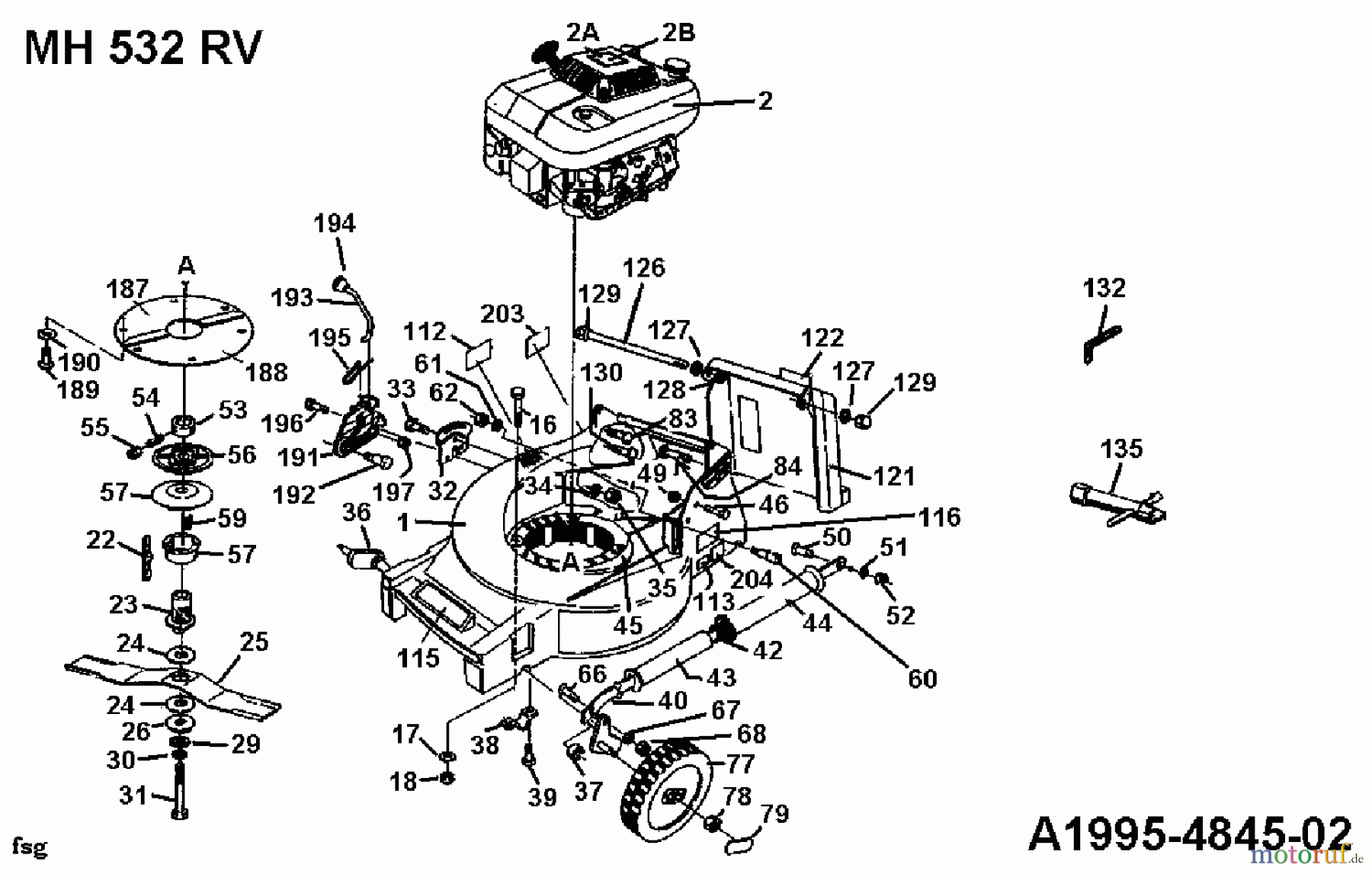 Gutbrod Motormäher mit Antrieb MH 532 RV 04007.01 (1994) Räder, Schnitthöhenverstellung