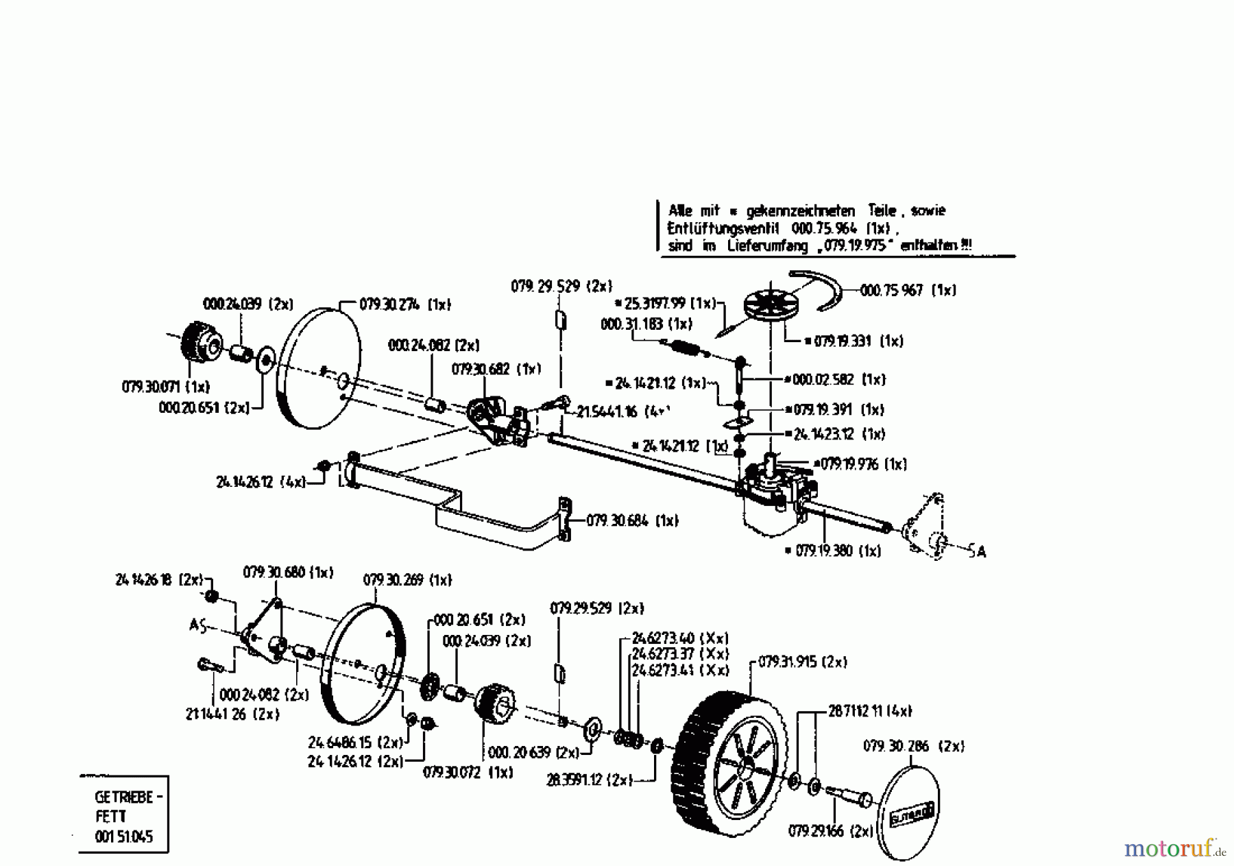 Gutbrod Motormäher mit Antrieb HB 42 RL 04029.01 (1995) Getriebe, Räder