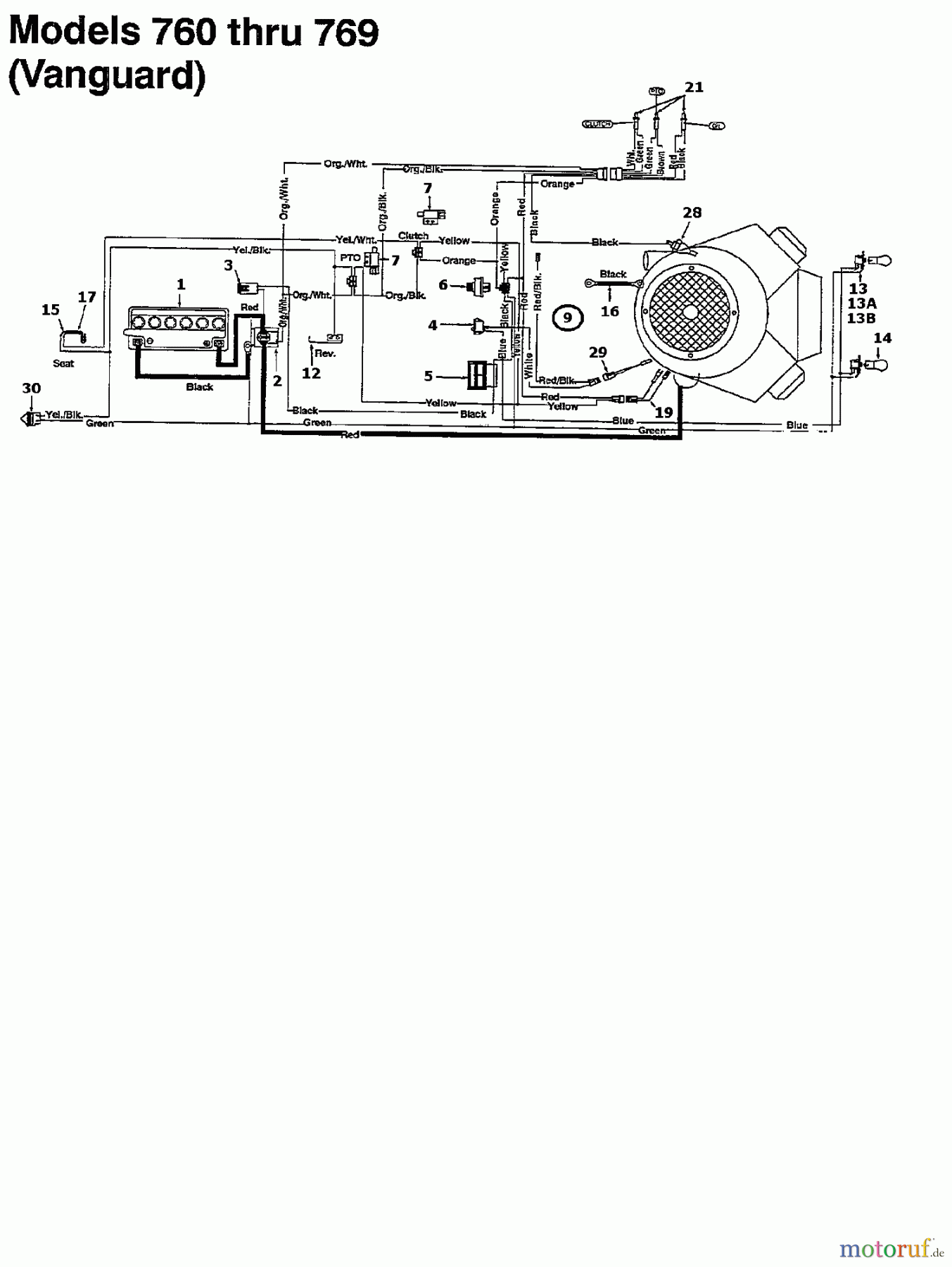  Motec Rasentraktoren GT 160 RD 135T764N632  (1995) Schaltplan Vanguard