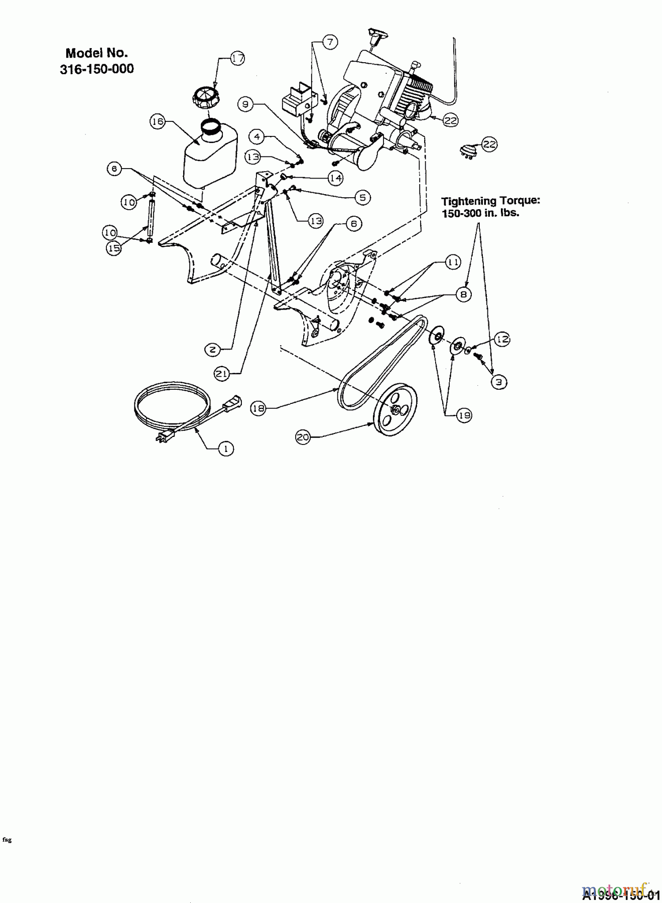  MTD Schneefräsen 150 316-150-000  (1996) Fräsantrieb