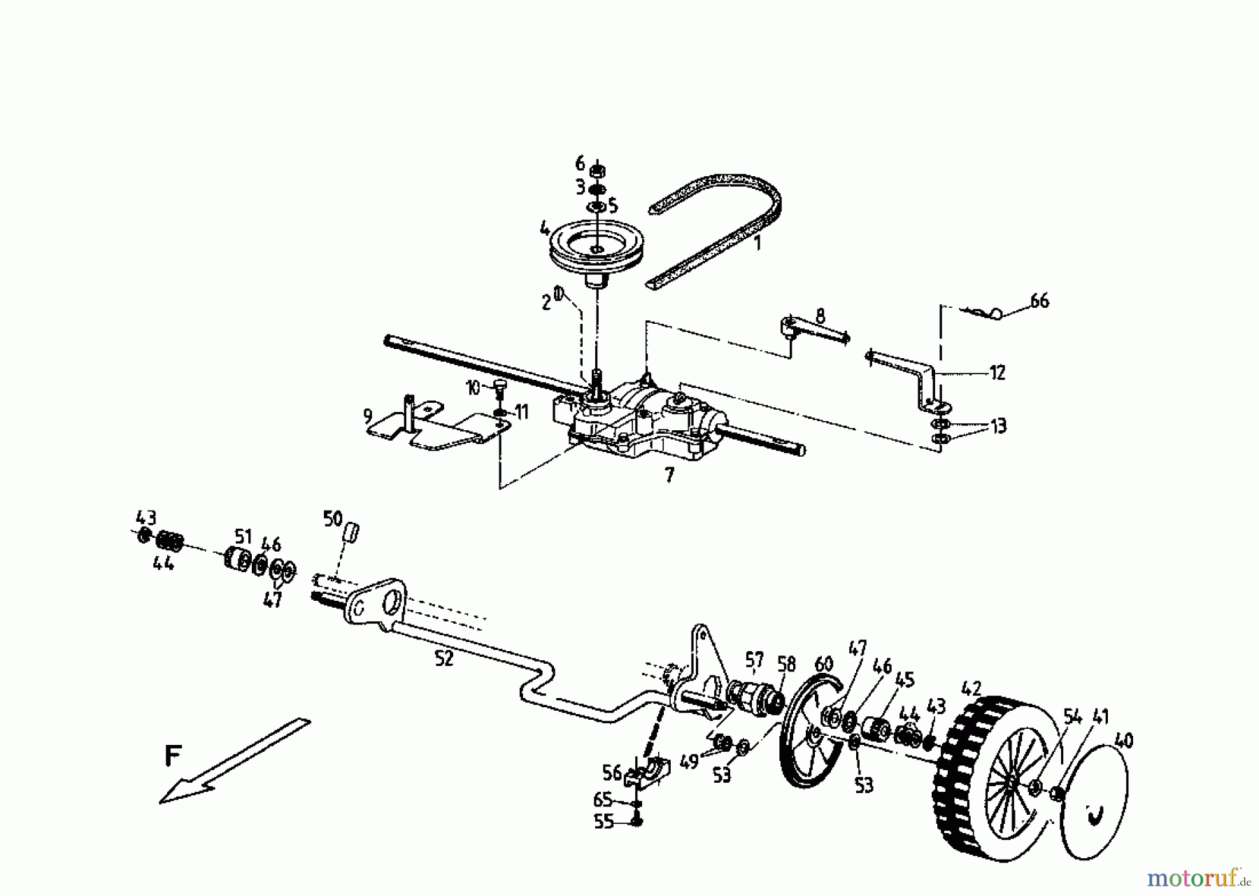 Gutbrod Motormäher mit Antrieb MH 544 R 3 E 04031.06 (1996) Getriebe, Räder