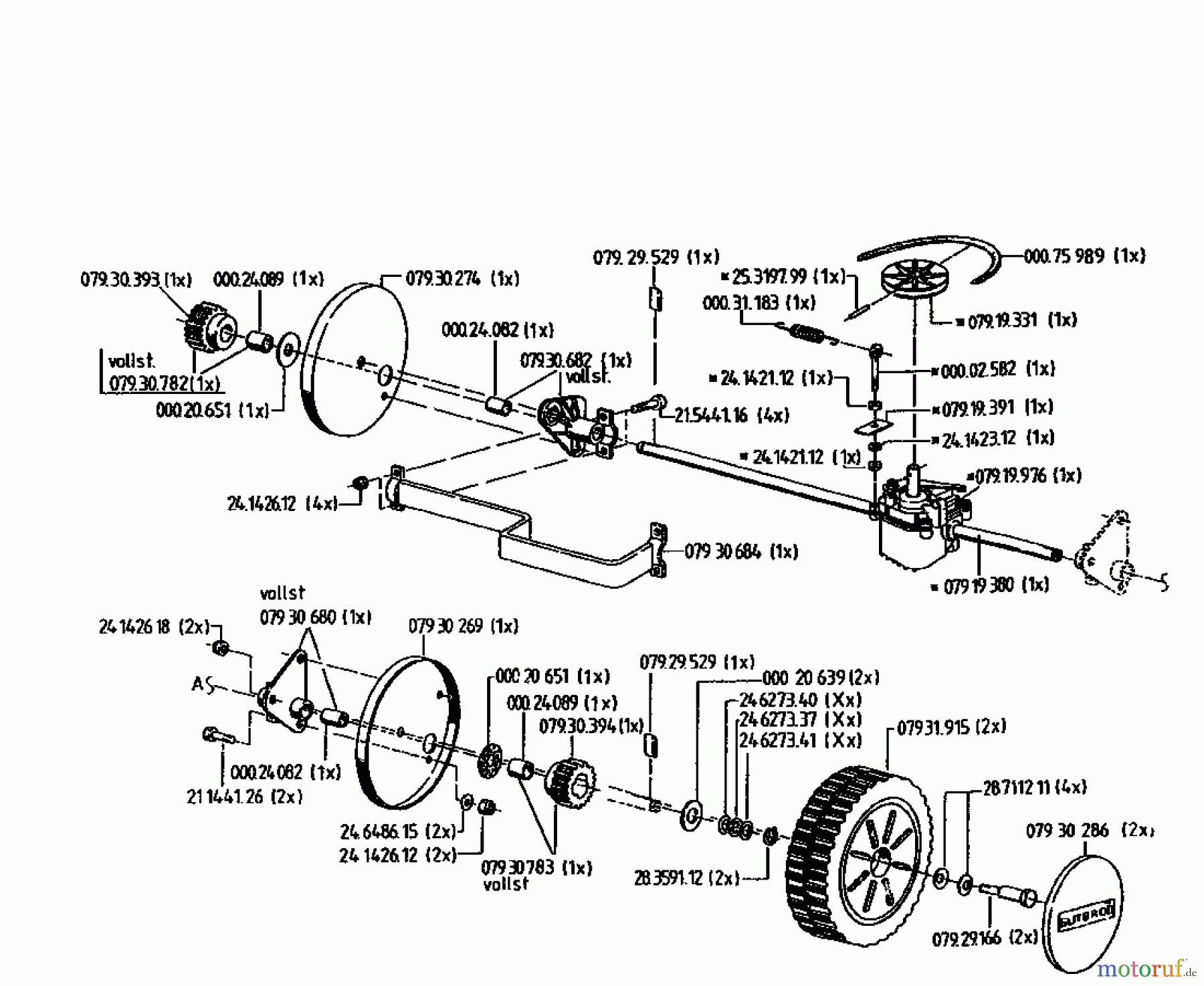 Gutbrod Motormäher mit Antrieb HB 48 R 02815.07 (1996) Getriebe, Räder